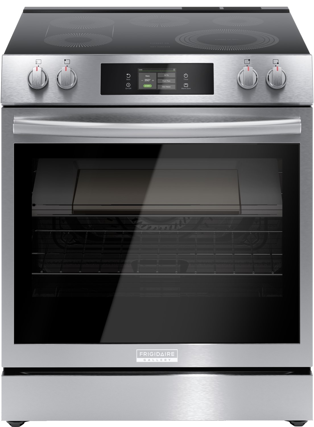 Frigidaire Gallery Stone-Baked Pizza 30-in Glass Top 5 burners 6.2-cu ft Air Fry Convection Oven Slide-In Electric Range ( Smudge-Proof Stainless Steel )
