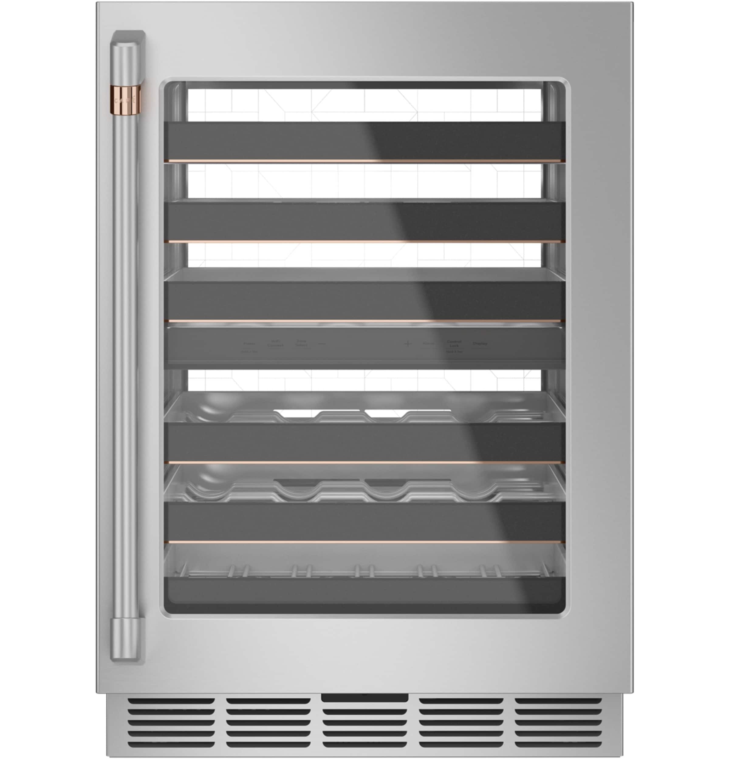 Cafe 23.75-in W 46 -Bottles Stainless Steel with Brushed Stainless Handles Dual Zone Cooling Built-in/Freestanding Indoor Wine Cooler