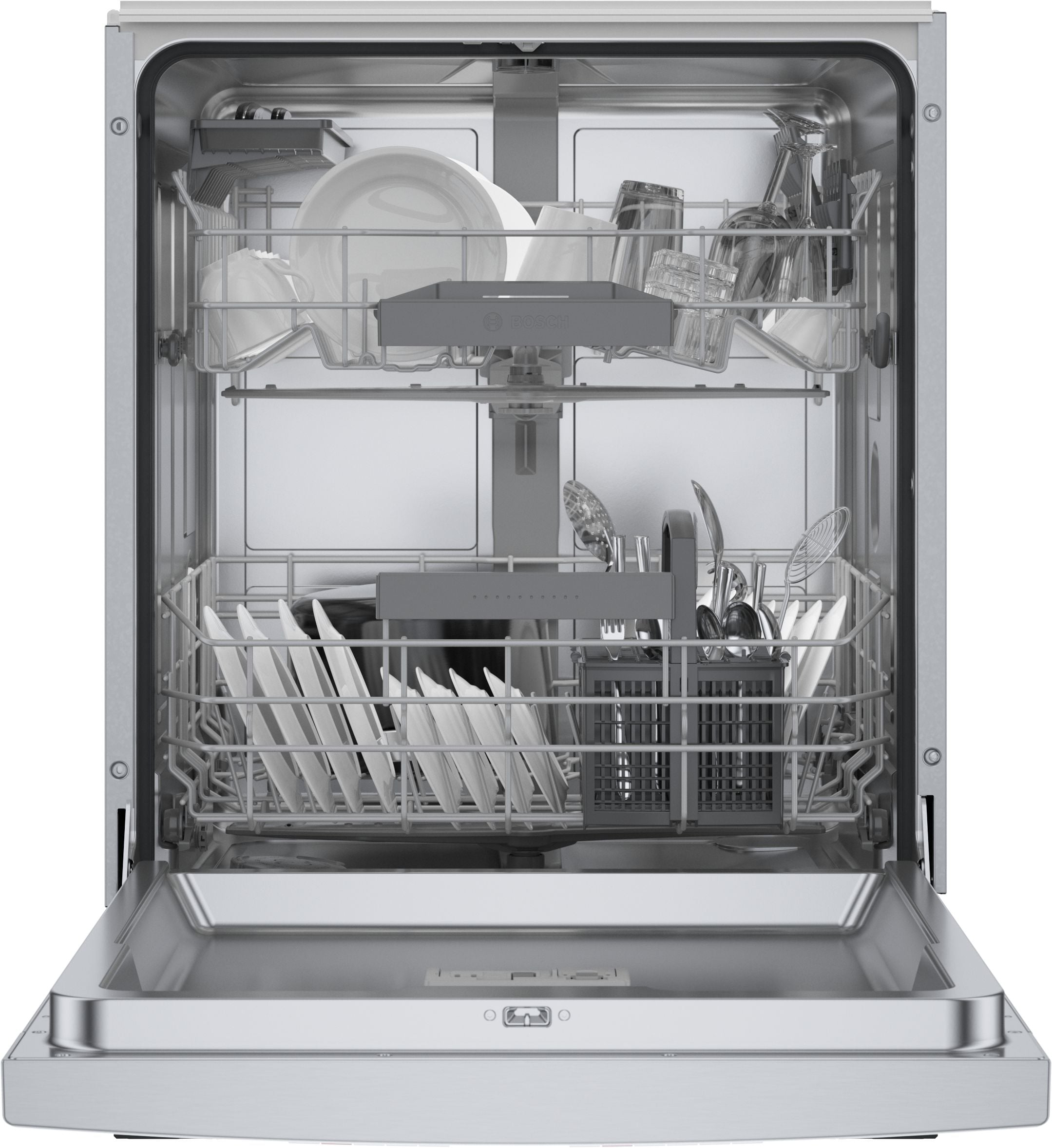 Bosch Front Control 24 in Smart Built In Dishwasher With Third Rack Stainless Steel 46 dBA