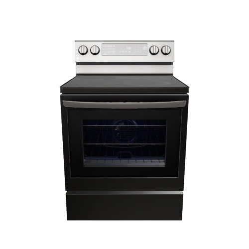 LG InstaView 30-in Glass Top 5 burners 6.3-cu ft Convection Oven Freestanding Electric Range ( Printproof Black Stainless Steel )