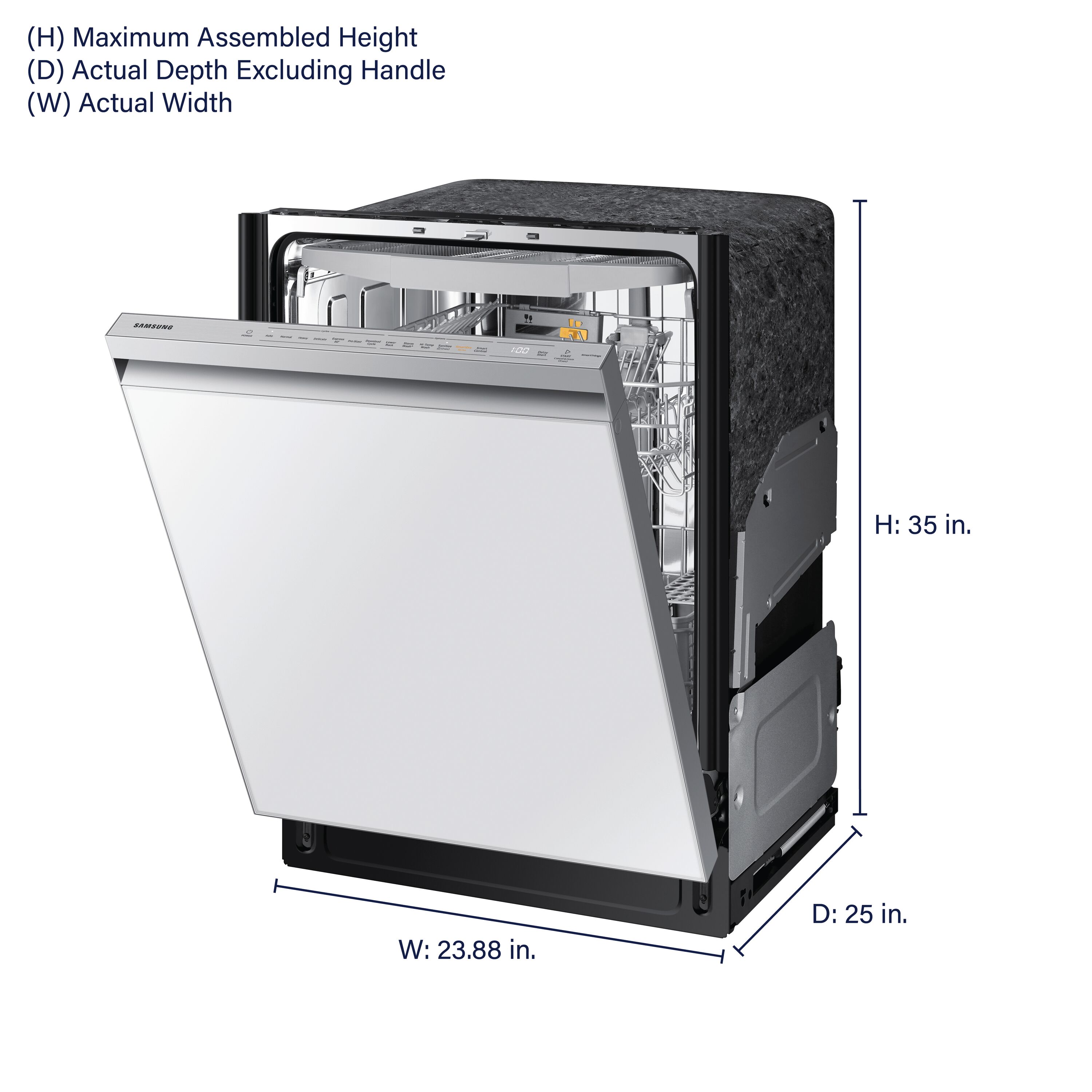 Samsung Bespoke Top Control 24 in Smart Built In Dishwasher With Third Rack White Glass ENERGY STAR 42 dBA
