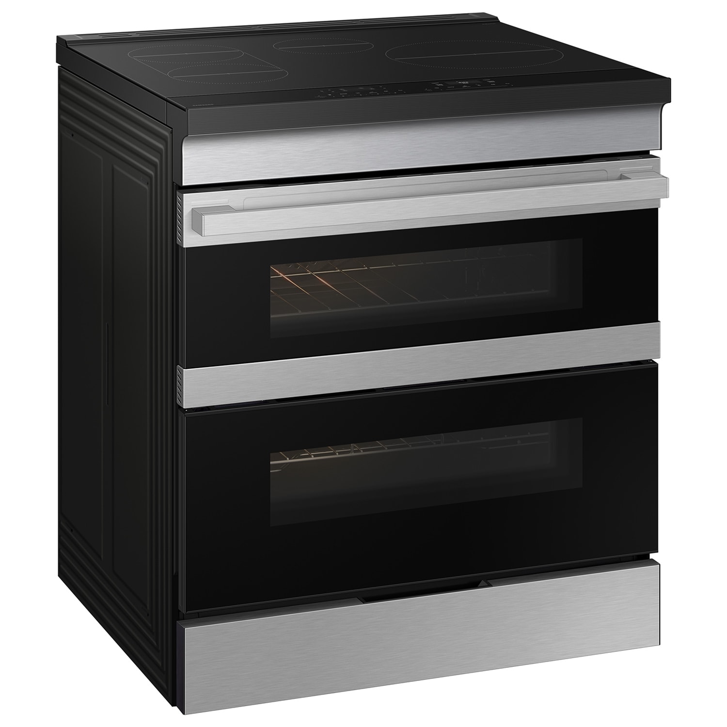 Samsung Bespoke 30-in 4 Burners 6.3-cu ft 3.4-cu ft / 2.7-cu ft Air Fry Convection Oven Slide-in Double Induction Range (Stainless Steel)