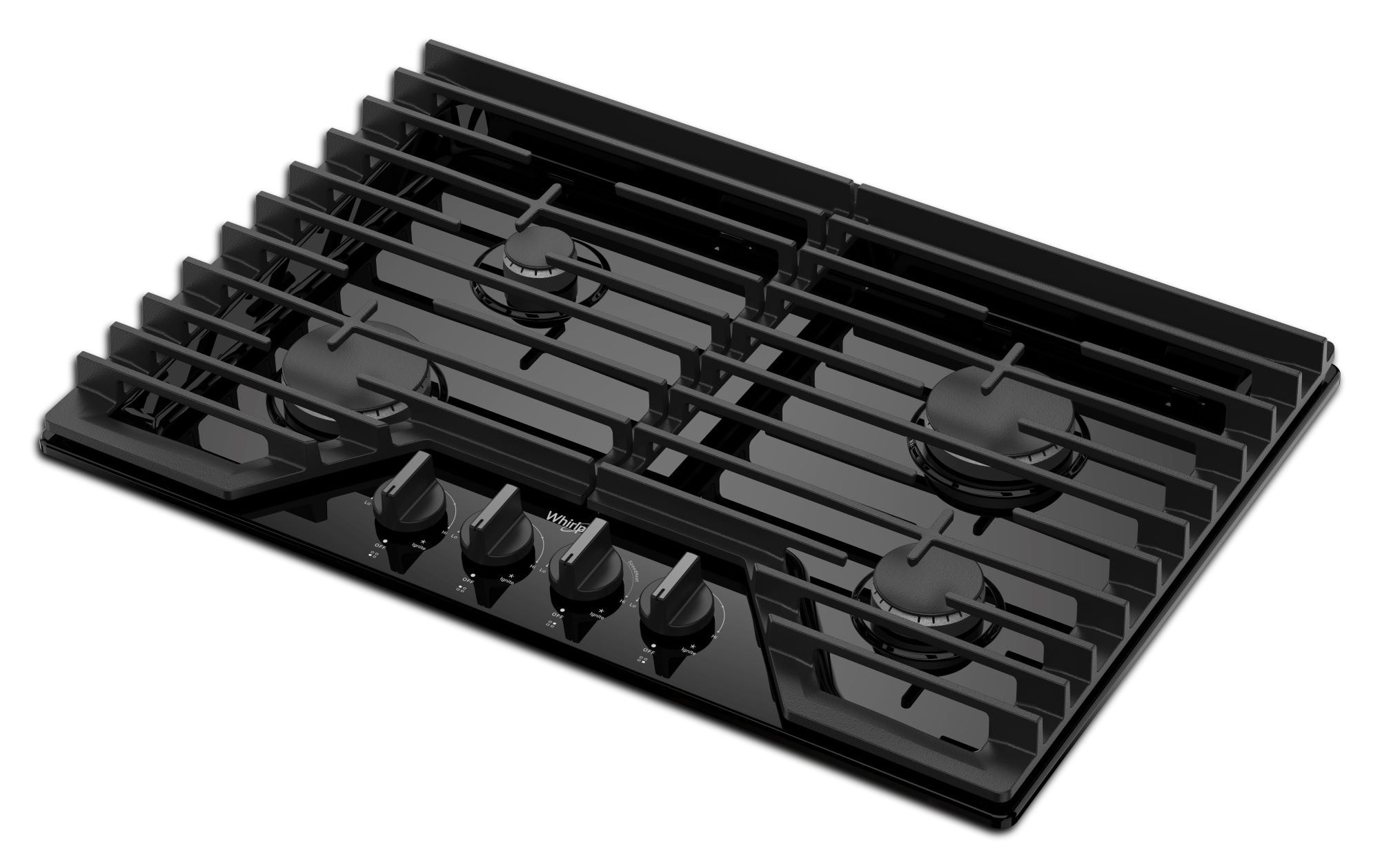 Whirlpool 30-in 4 burners Black Gas Cooktop