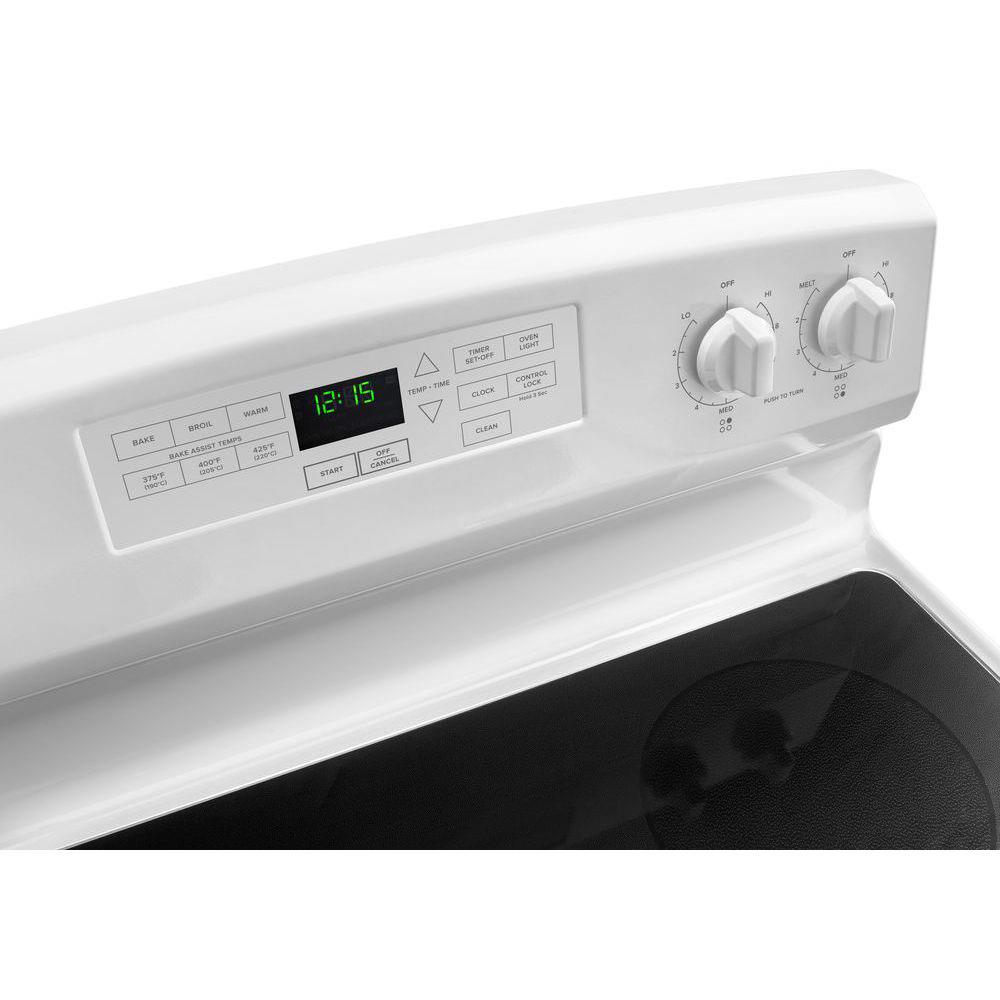 Amana 30-in Glass Top 4 burners 4.8-cu ft Freestanding Electric Range White )