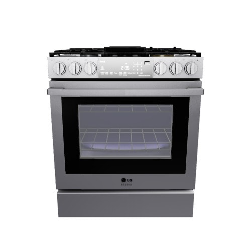 LG STUDIO 30-in 5 burners 6.3-cu ft Air Fry Convection Oven Freestanding Natural Gas Range ( Stainless Steel )
