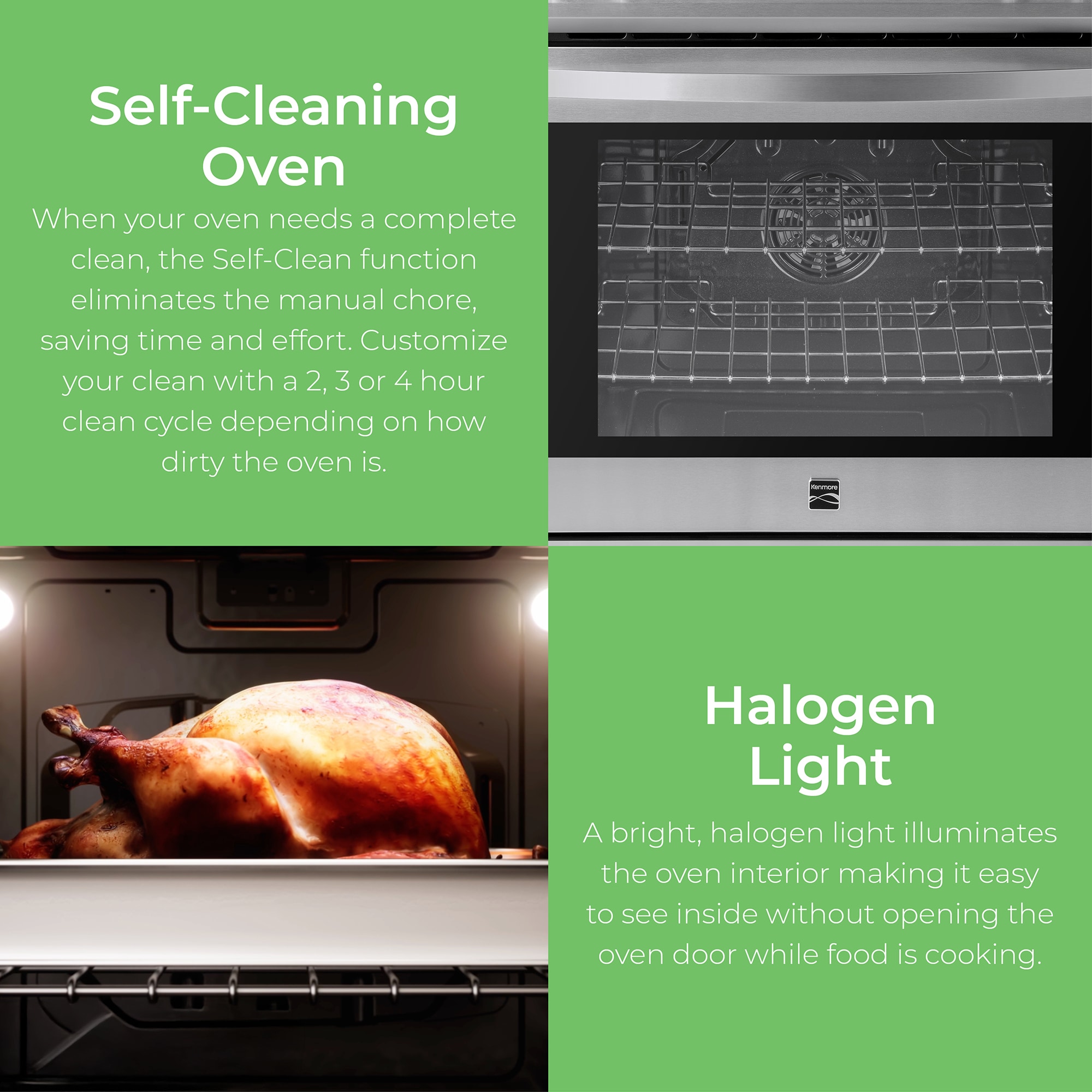 Kenmore 30-in Glass Top 5 burners 5.6-cu ft Air Fry Convection Oven Freestanding Electric Range with WipeClean Coating ( Stainless Steel )