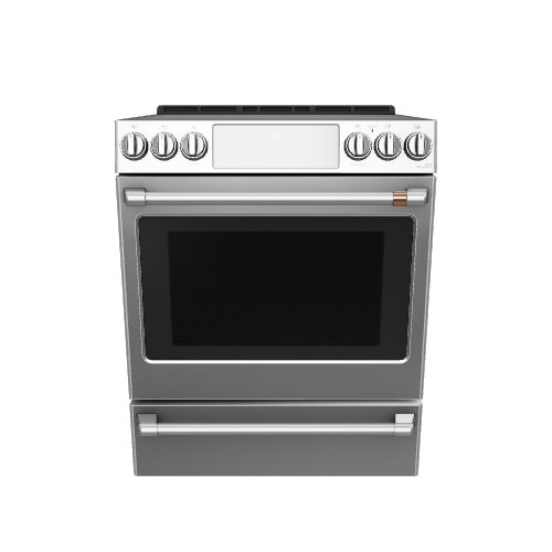 Cafe 30-in Glass Top 5 burners 5.7-cu ft Air Fry Convection Oven Slide-In Electric Range ( Stainless Steel with Brushed Stainless Handles )