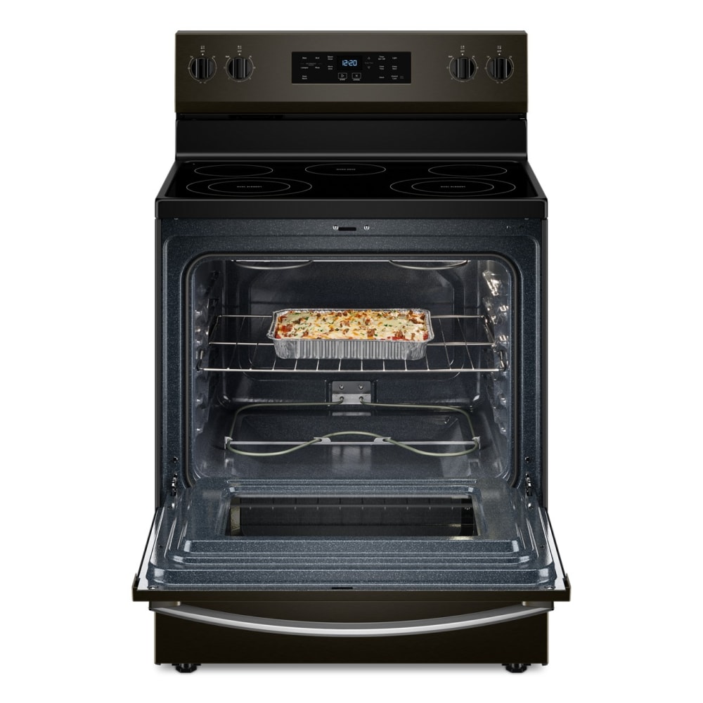 Whirlpool 30-in Glass Top 5 burners 5.3-cu ft Freestanding Electric Range ( Black Stainless )