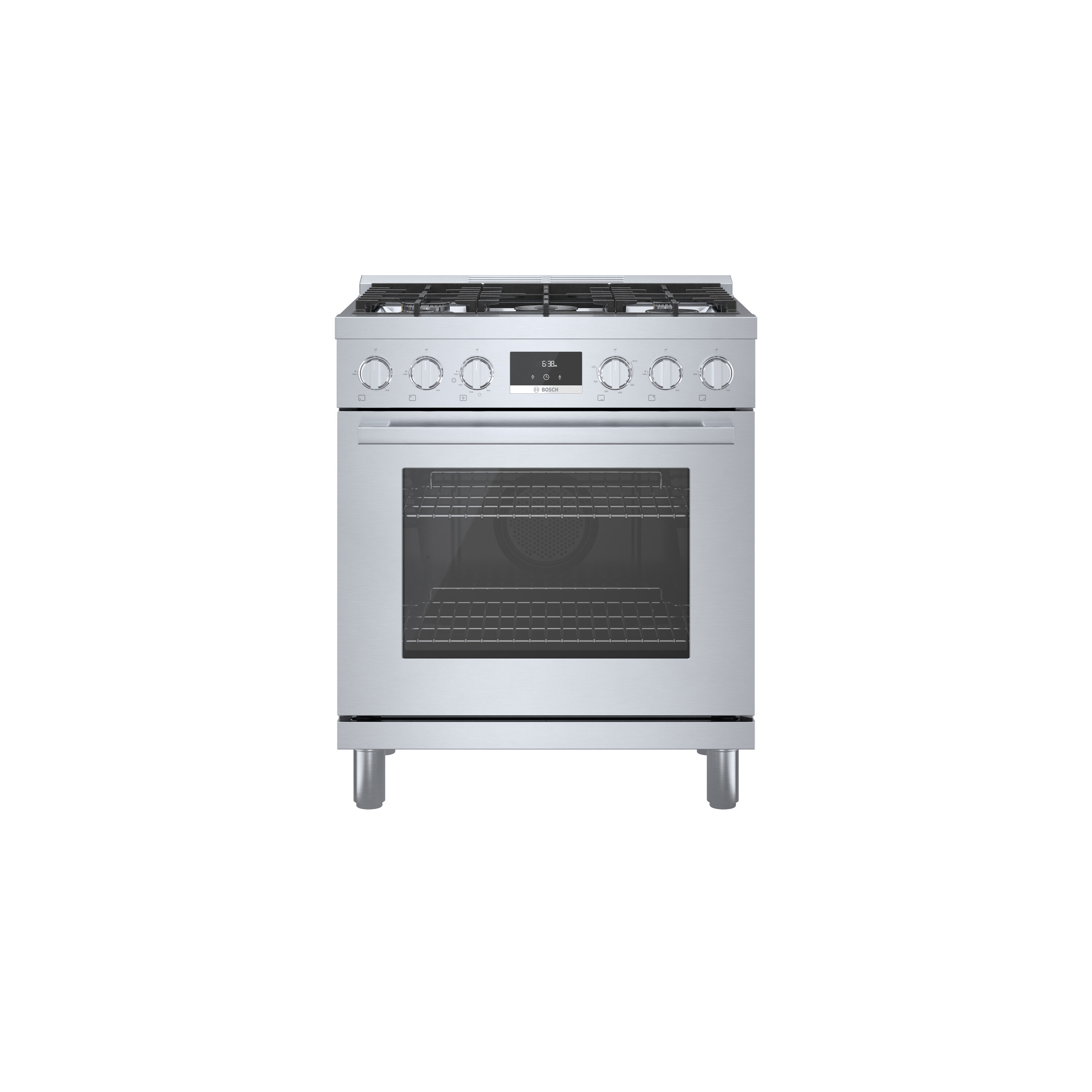 Bosch 800 Series Industrial Style 30-in 5 burners 3.7-cu ft Convection Oven Freestanding Natural Gas Range ( Stainless steel )