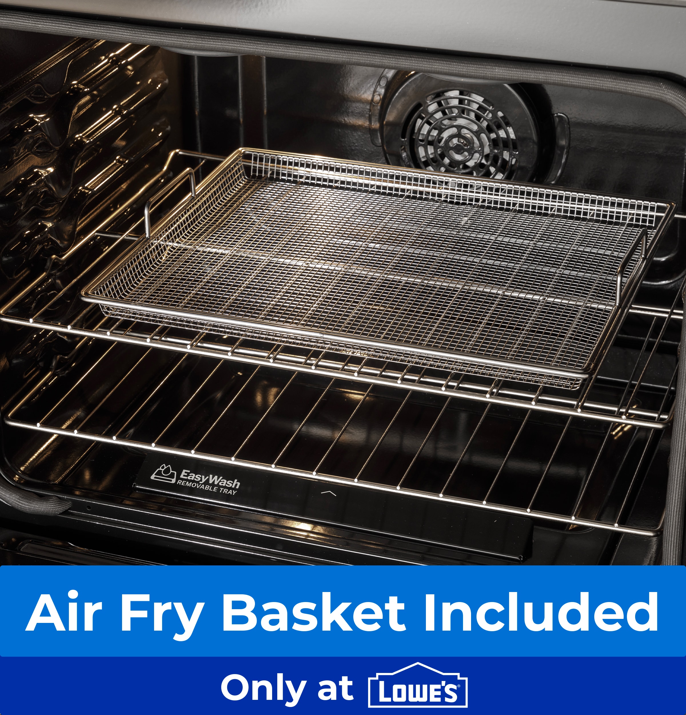 GE EasyWash Oven Tray 30-in 5 burners 5.3-cu ft Air Fry Convection Oven Slide-In Natural Gas Range ( Stainless Steel )
