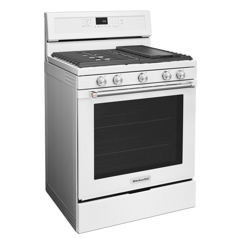 KitchenAid 30-in 5 burners 5.8-cu ft Convection Oven Freestanding Natural Gas Range ( White )