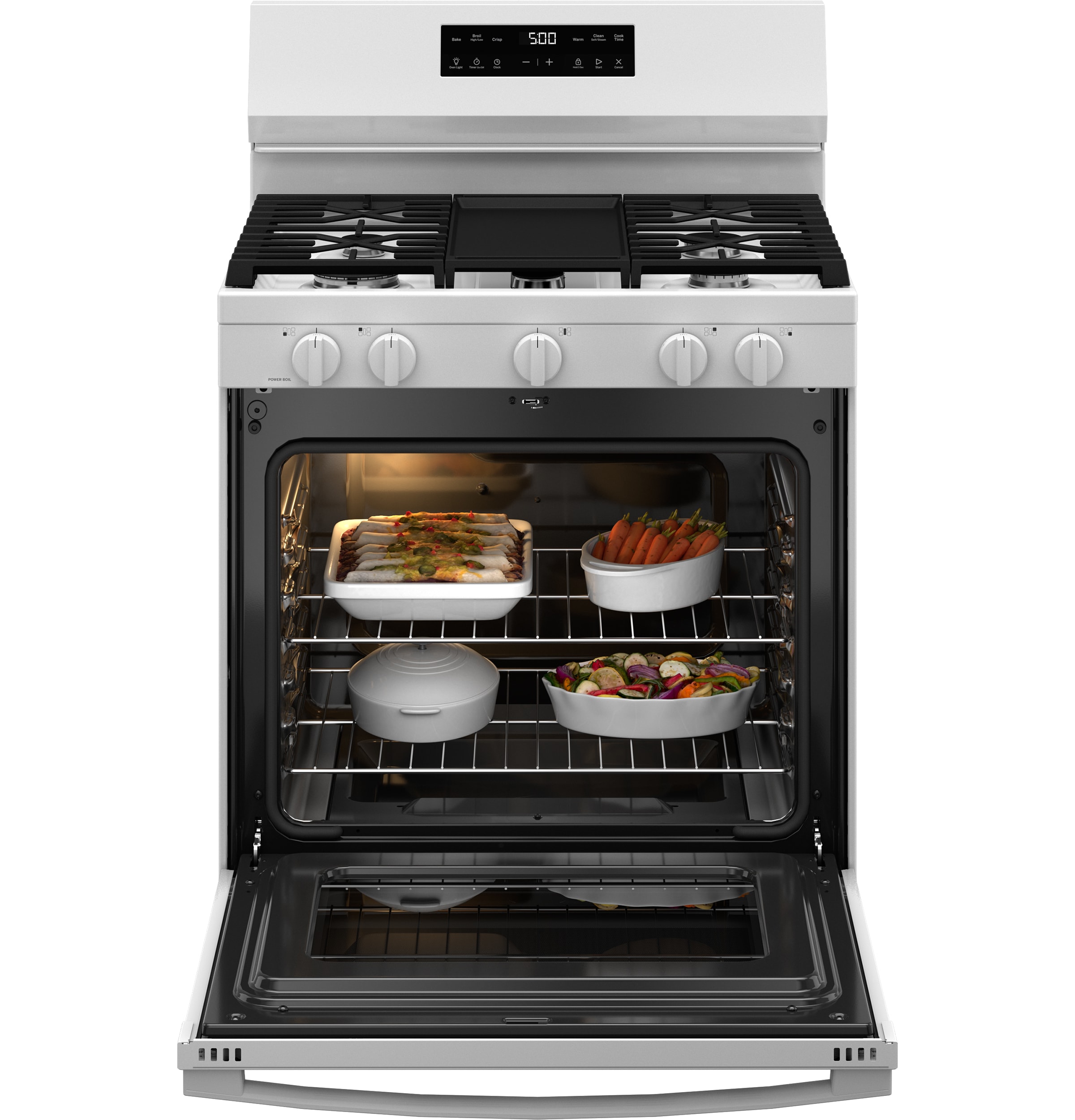 GE 30-in 5 burners 5.3-cu ft Freestanding Natural Gas Range ( White )