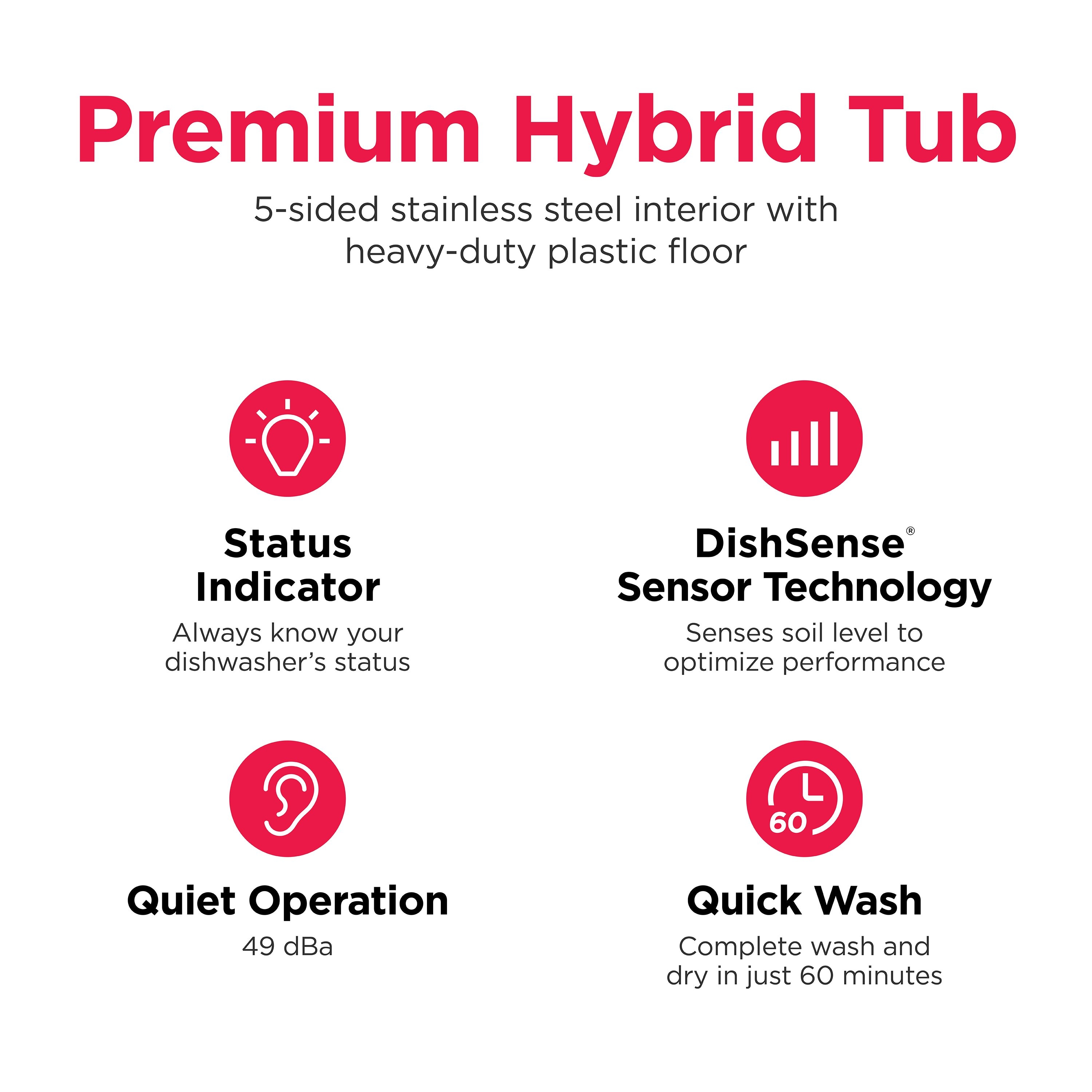 Frigidaire 24 in Top Control Built In Dishwasher Stainless Steel ENERGY STAR 49 dBA Very Quiet Sound Level
