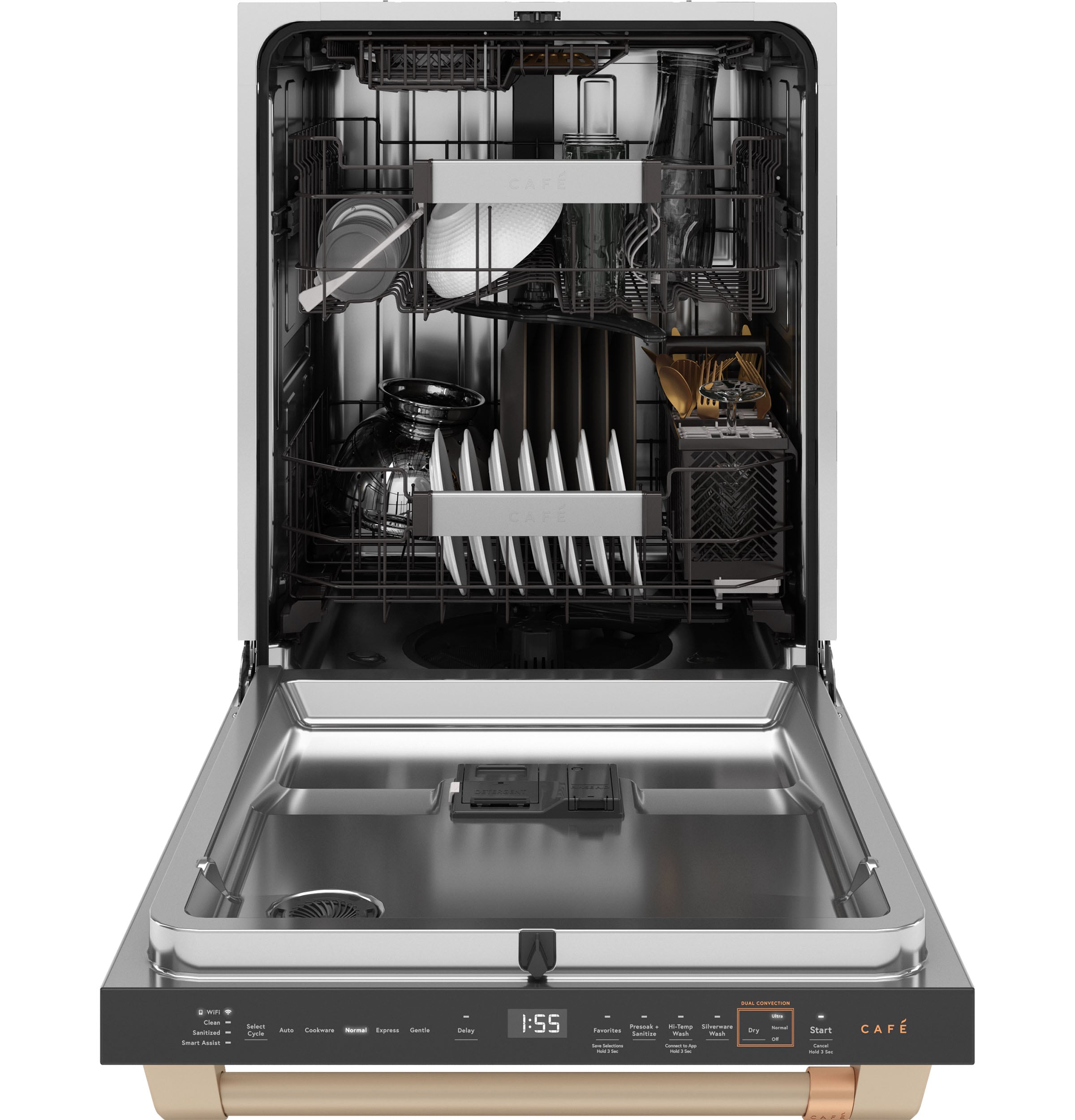 Cafe Top Control 24 in Smart Built In Dishwasher With Third Rack Matte White ENERGY STAR 39 dBA