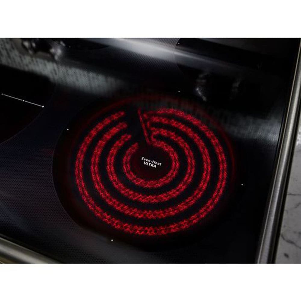 KitchenAid 30-in Glass Top 5 burners 4.2-cu ft / 2.5-cu ft Convection Oven Freestanding Double Oven Electric Range ( White )