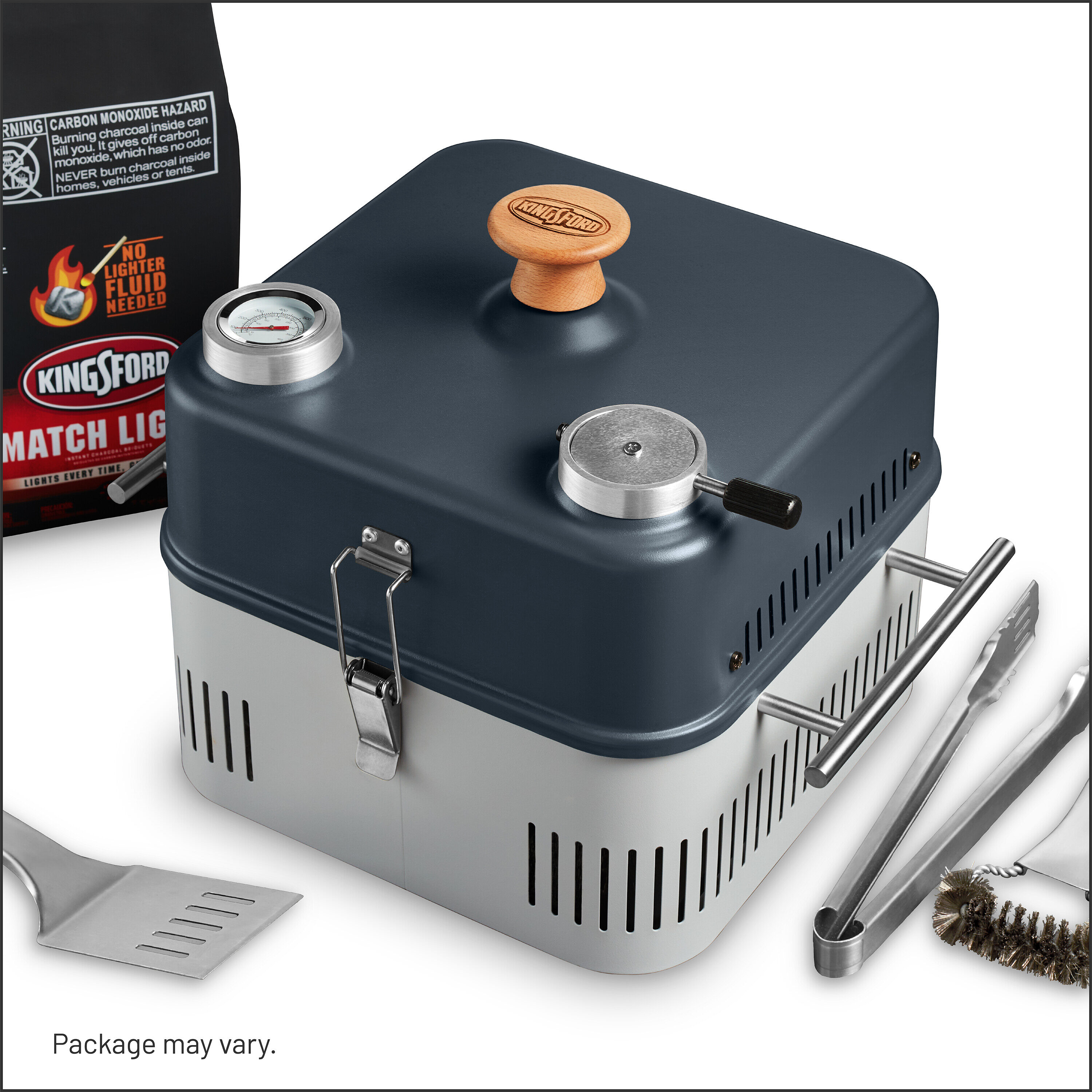 Kingsford Grill Kit with 4lb KFD Charcoal and Grilling Tools 17.21-Sq. in Gray Portable Charcoal Grill