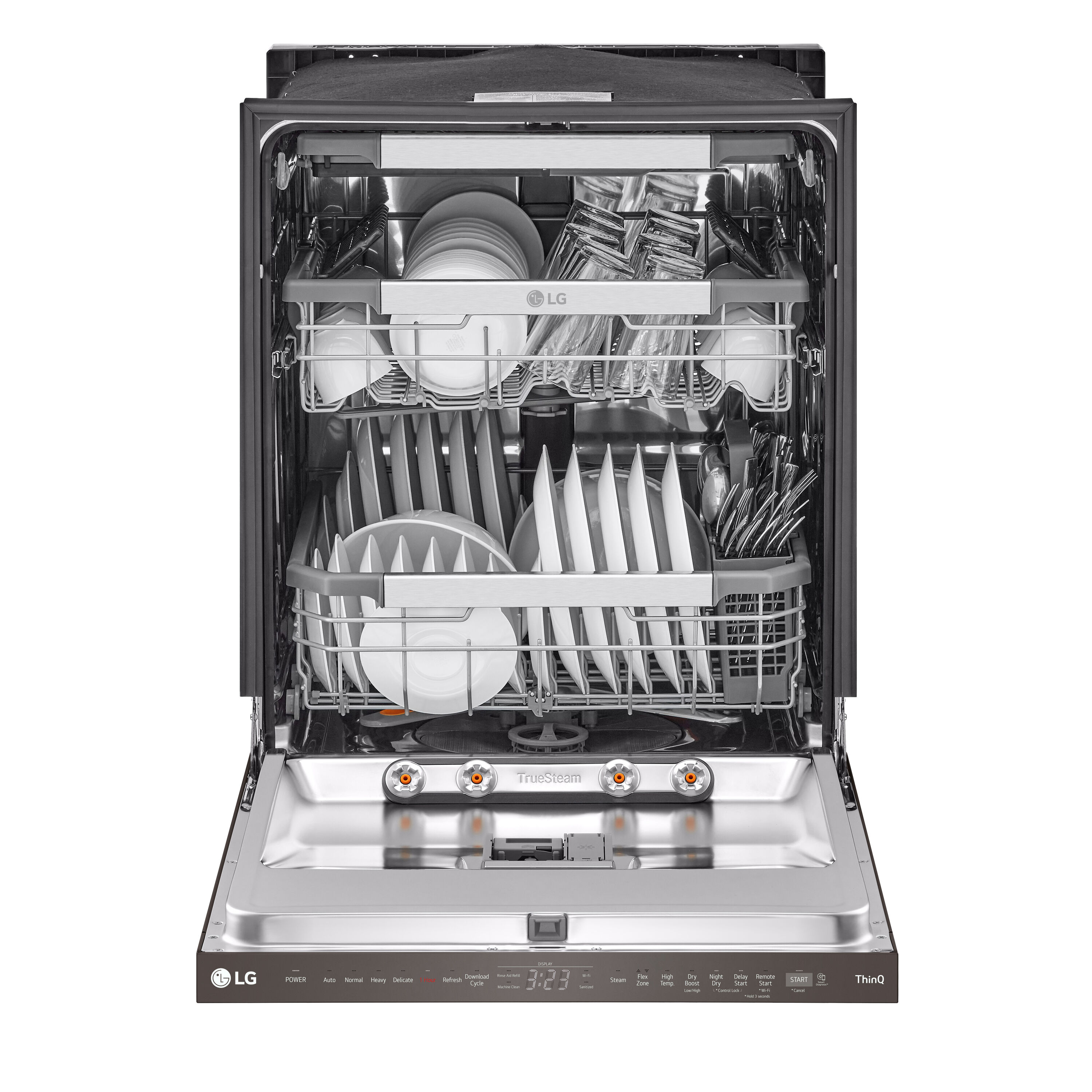 LG QuadWash Pro Top Control 24 in Smart Built In Dishwasher With Third Rack Printproof Black Stainless Steel 42 dBA