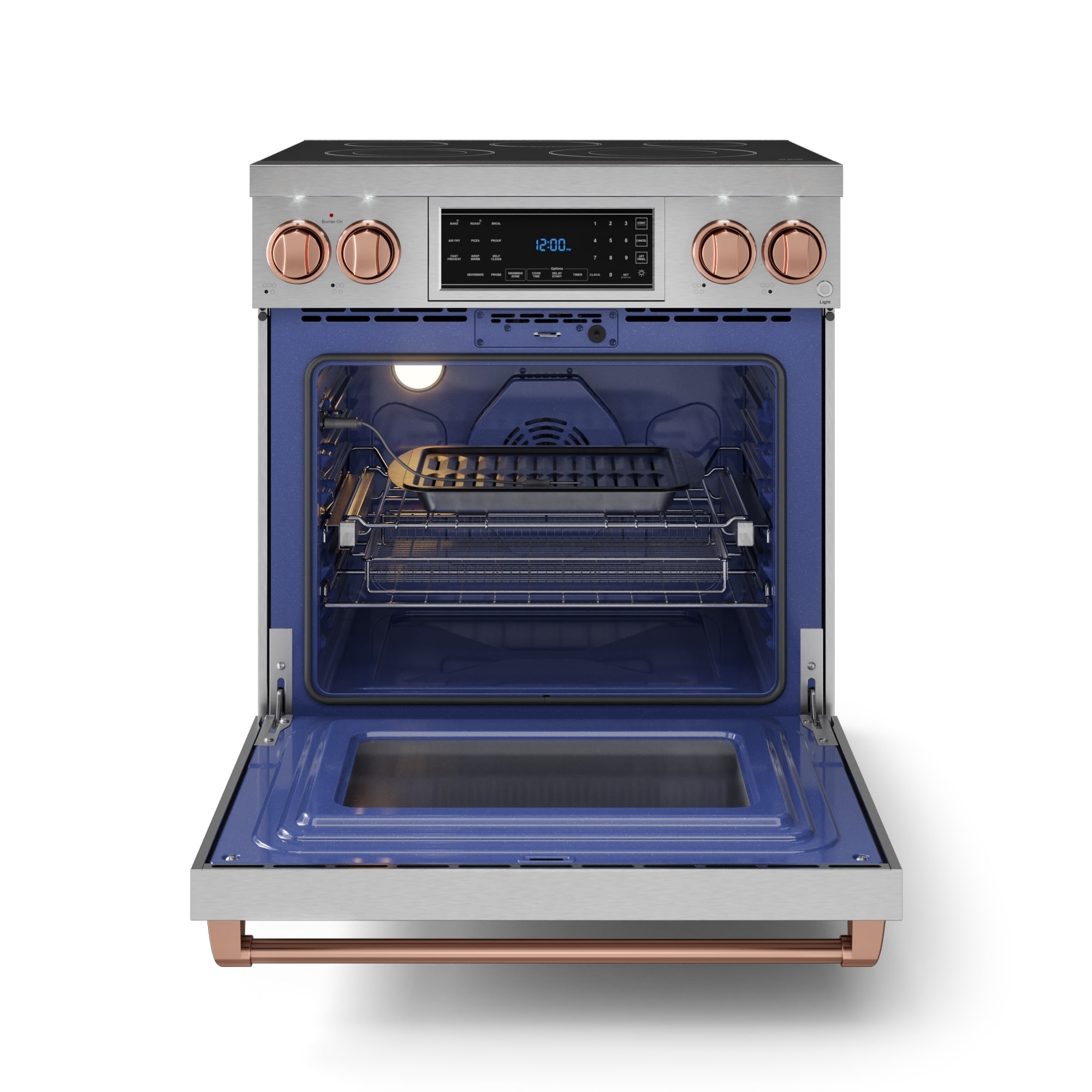 Thor Kitchen Gordon Ramsay Series 30-in Glass Top 5 burners 4.55-cu ft Air Fry Convection Oven Freestanding Electric Range ( Stainless Steel with Rose Gold Accents )