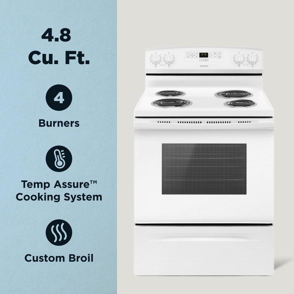 Amana 30-in 4 burners 4.8-cu ft Freestanding Electric Range ( White )