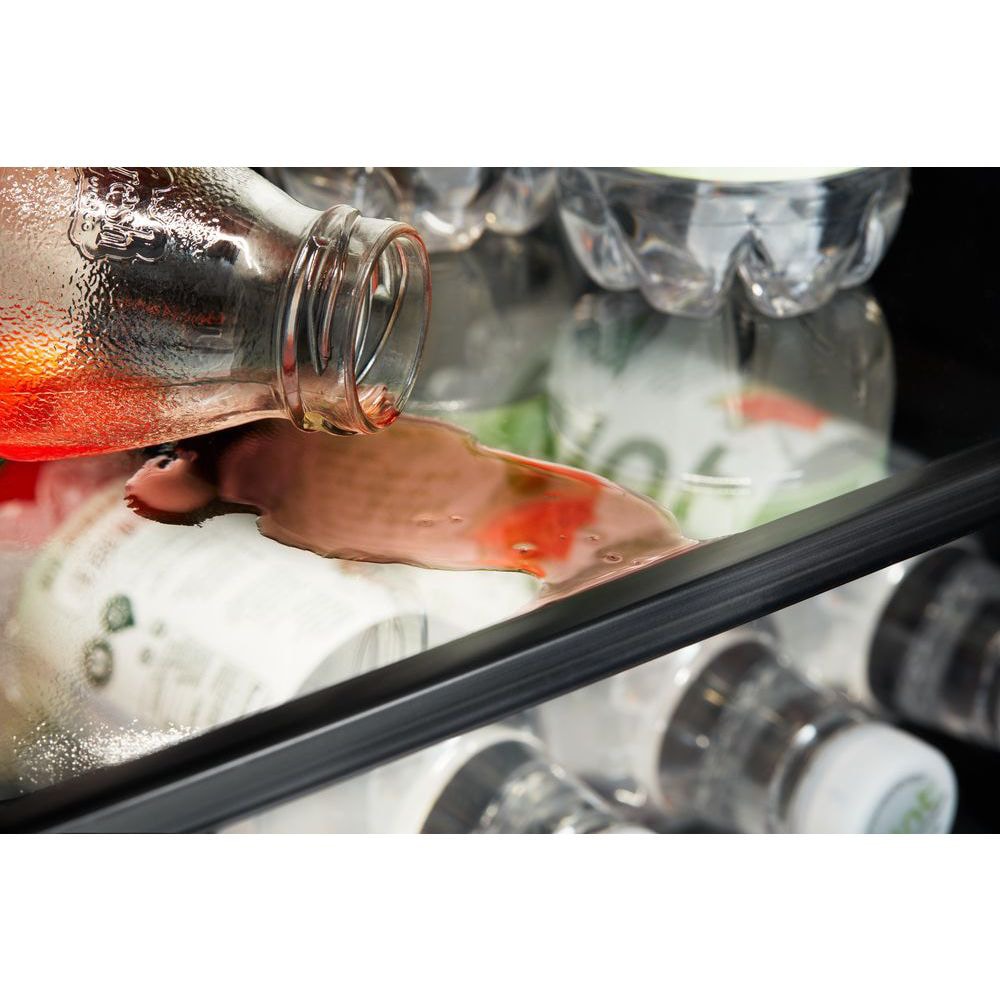Whirlpool 23.75-in W 14 -Can Capacity Fingerprint Resistant Stainless steel Built-in/Freestanding Indoor Beverage Refrigerator with Glass Door