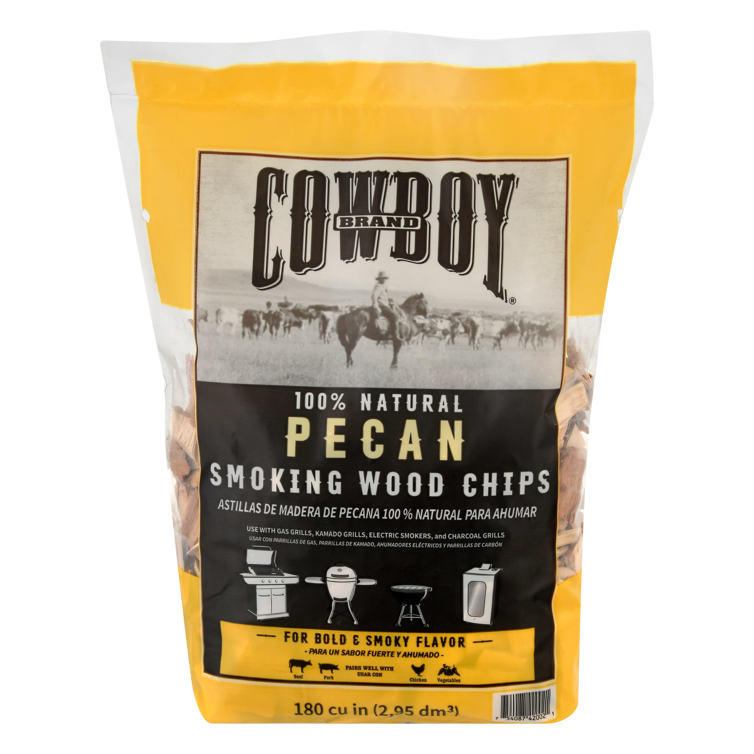 Cowboy Charcoal Pecan 180 Cubic inch(es) Wood chips