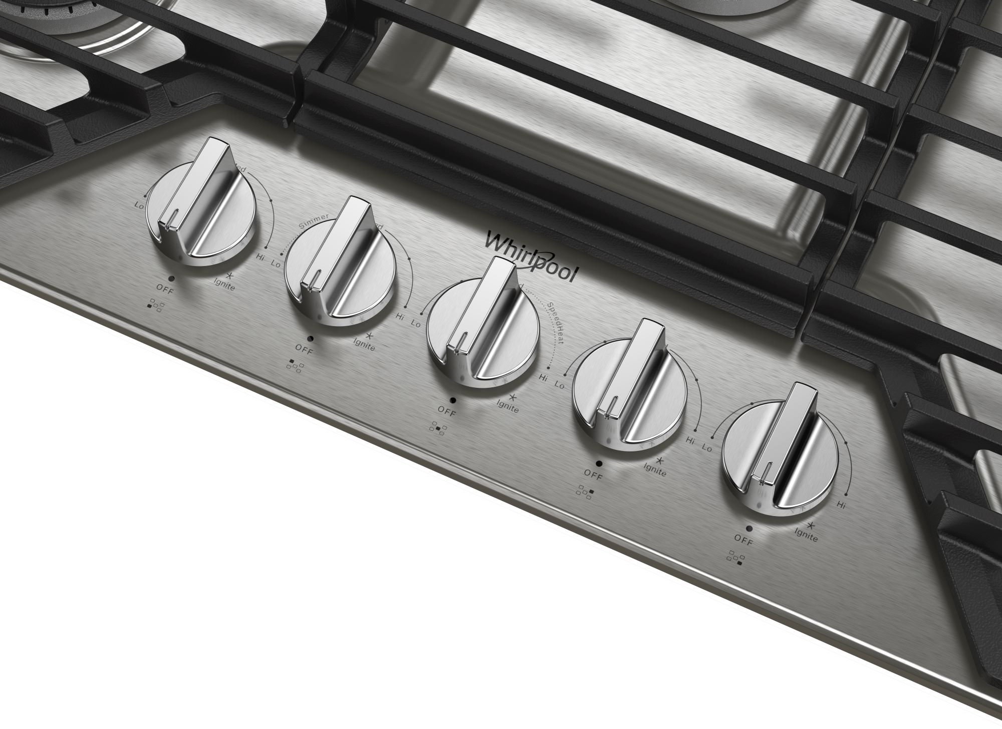 Whirlpool 36-in 5 burners Stainless steel Gas Cooktop