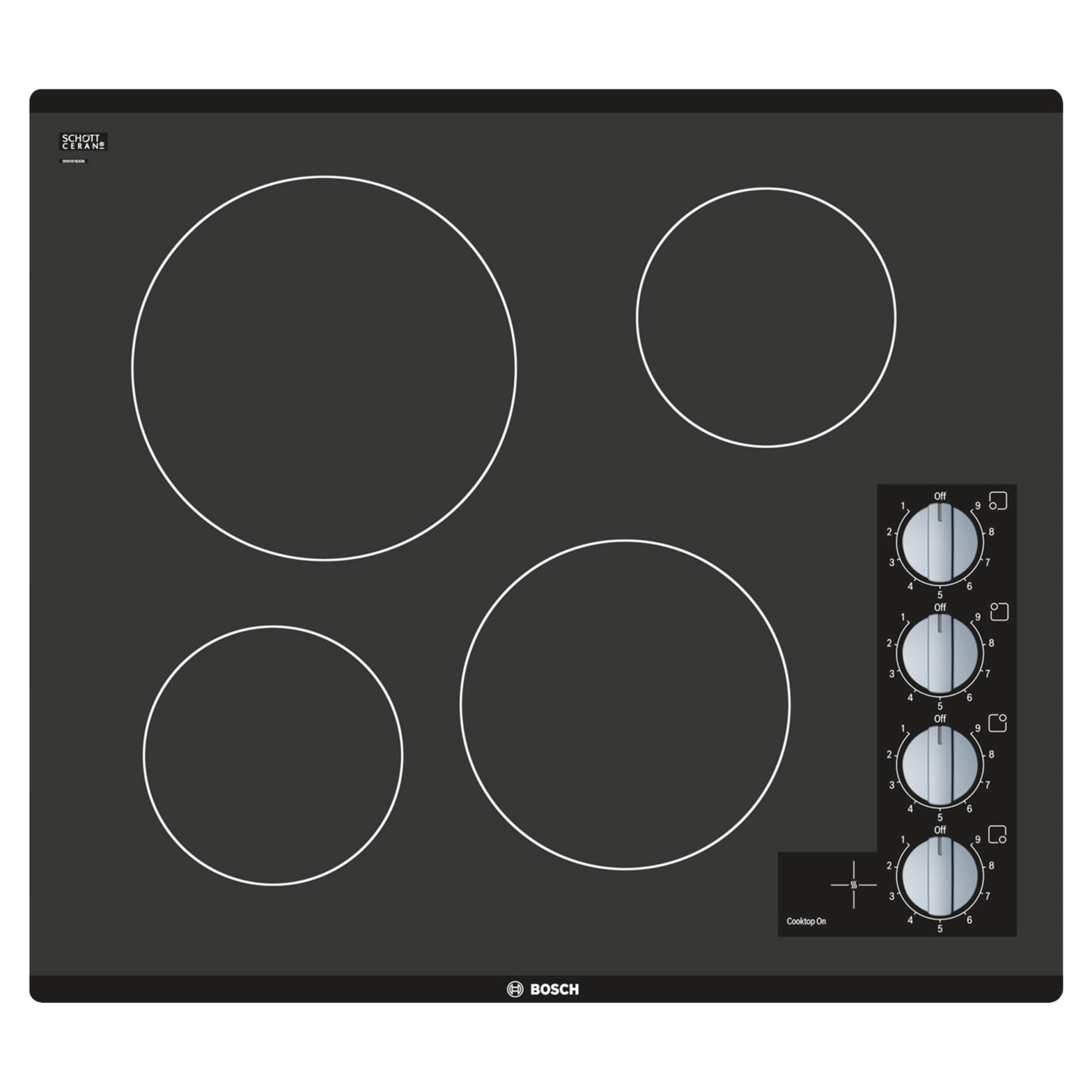 Bosch 500 Series 24-in 4 burners Smooth Surface (Radiant) Black Electric Cooktop