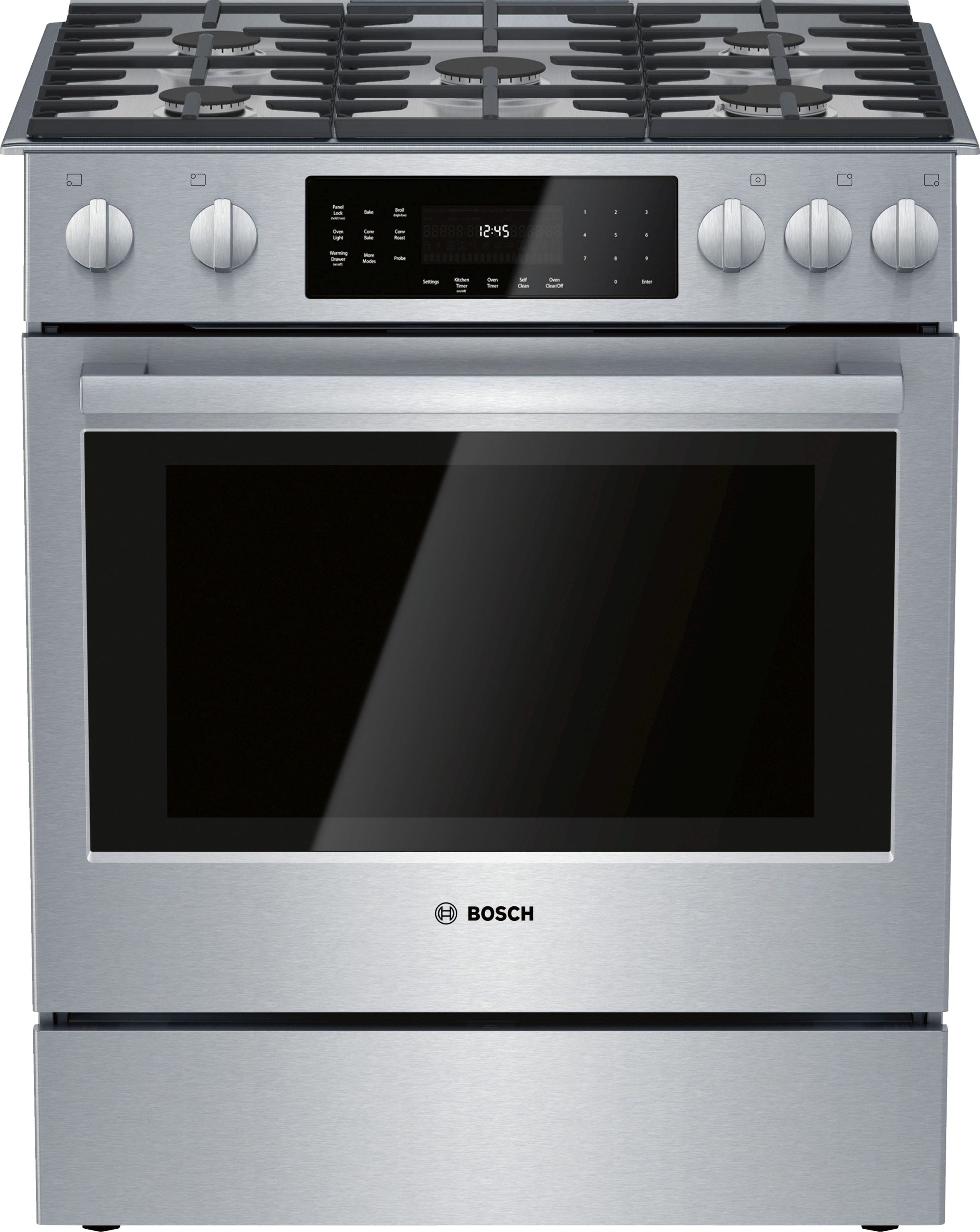Bosch Benchmark Series 30-in 5 burners 4.8-cu ft Convection Oven Slide-In Natural Gas Range ( Stainless steel )