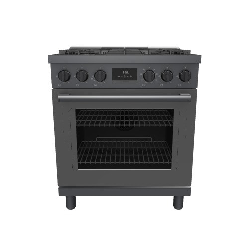 Bosch 800 Series Industrial Style 30-in Standard 5 burners Convection Oven Freestanding Dual Fuel Range ( Black stainless steel )