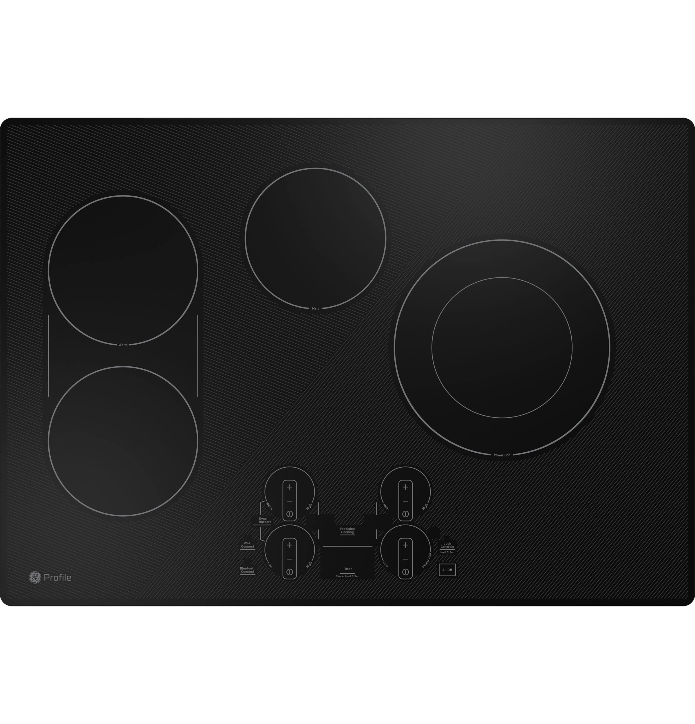 GE Profile 30-in 4 burners Smooth Surface (Radiant) Black Smart Compatible Electric Cooktop with Bridge Element