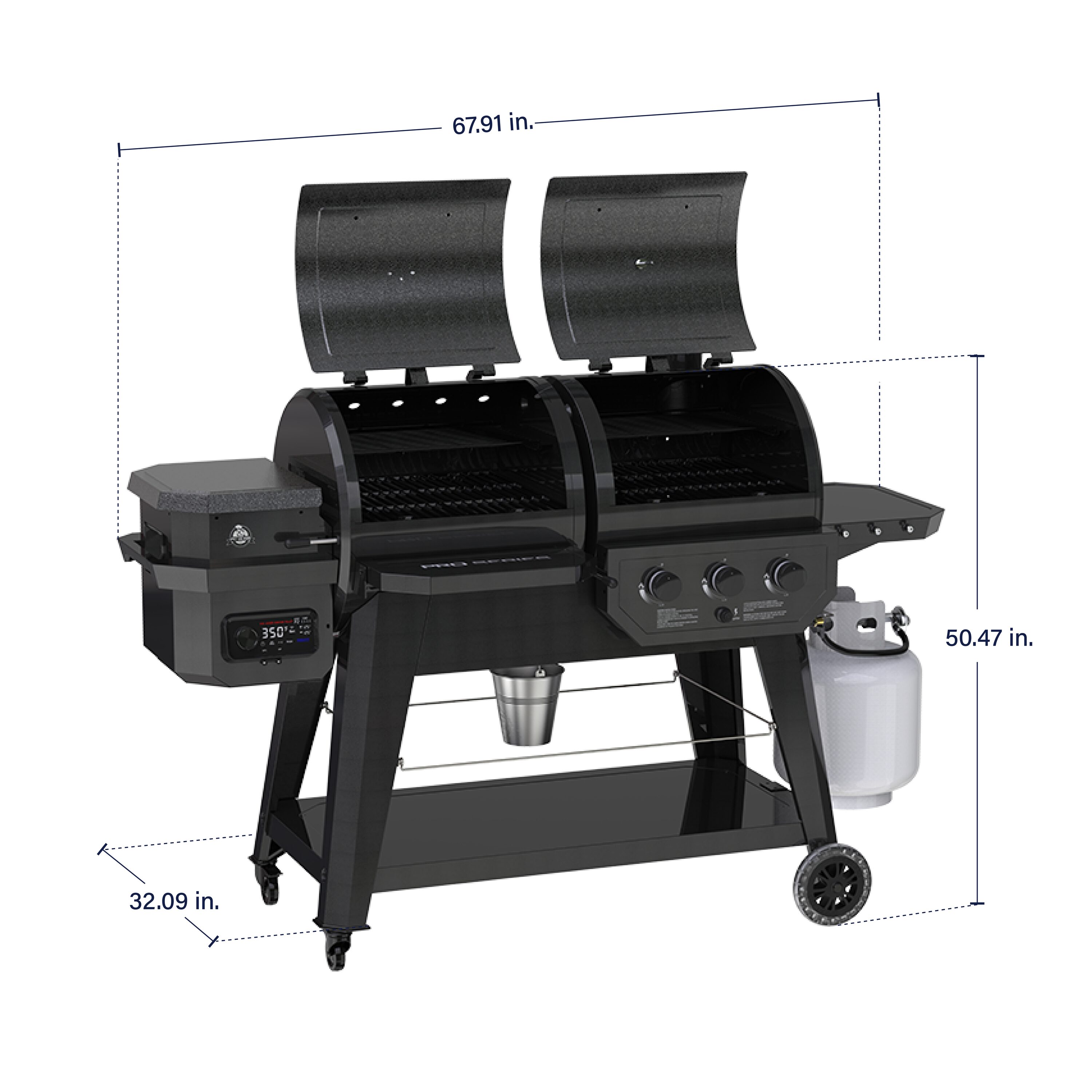 Pit Boss Pro Series 1,260 Gray Liquid propane and wood pellet Combo Grill