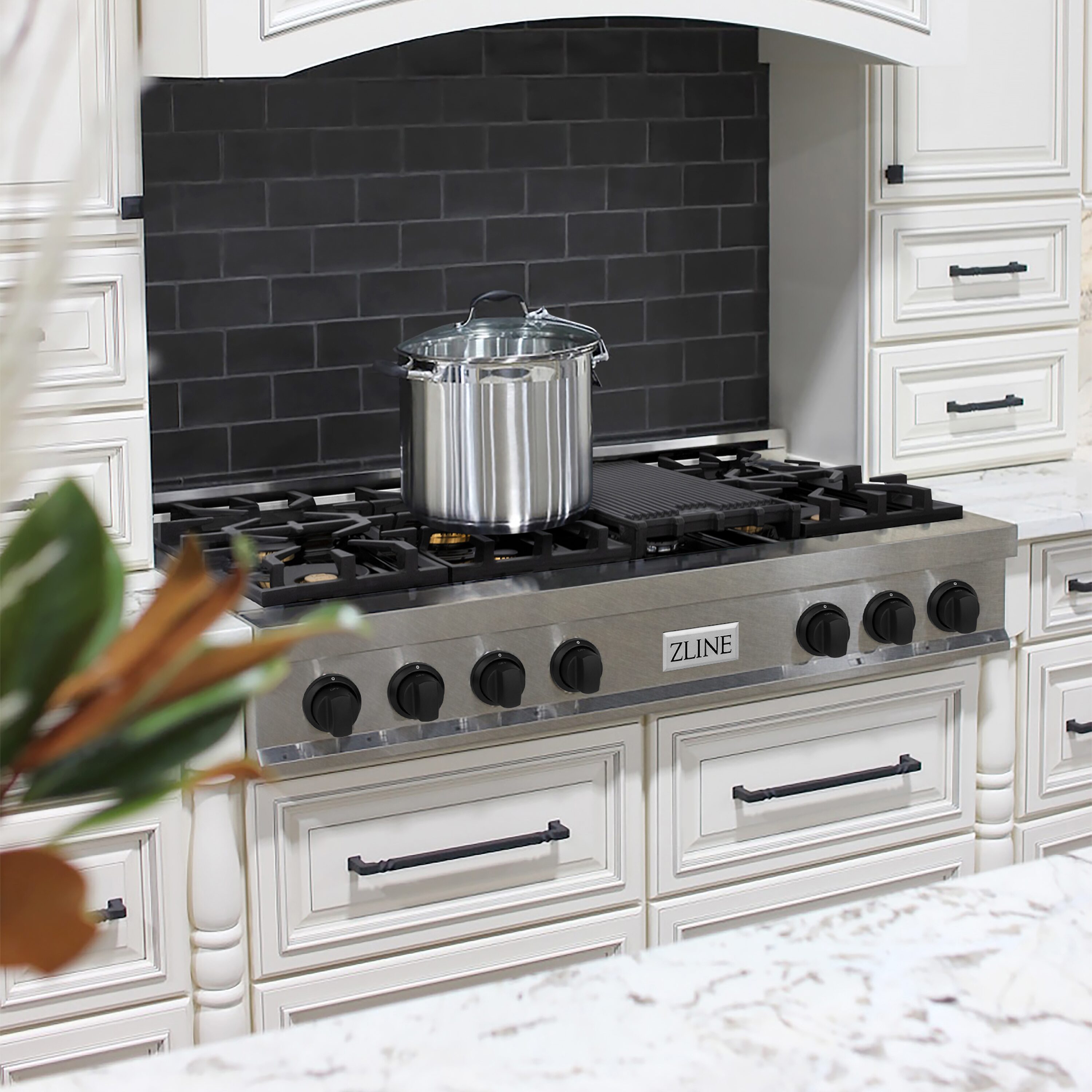 ZLINE KITCHEN & BATH Professional Autograph Edition 48-in 7 burners Stainless steel Gas Cooktop (Griddle Included)