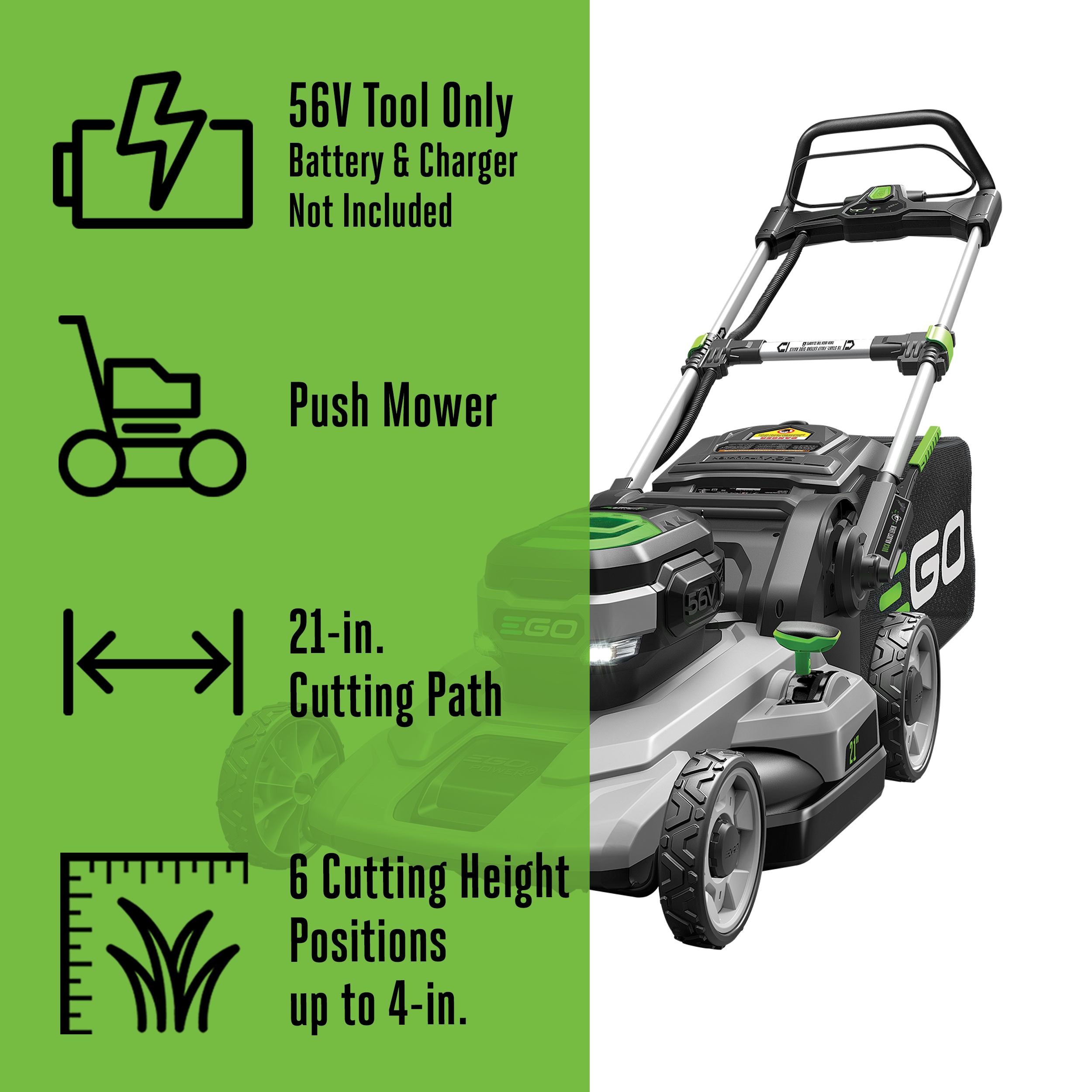 EGO POWER+ 56-volt, 21-in Push Battery Walk Mower with (Battery and Charger Not Included)