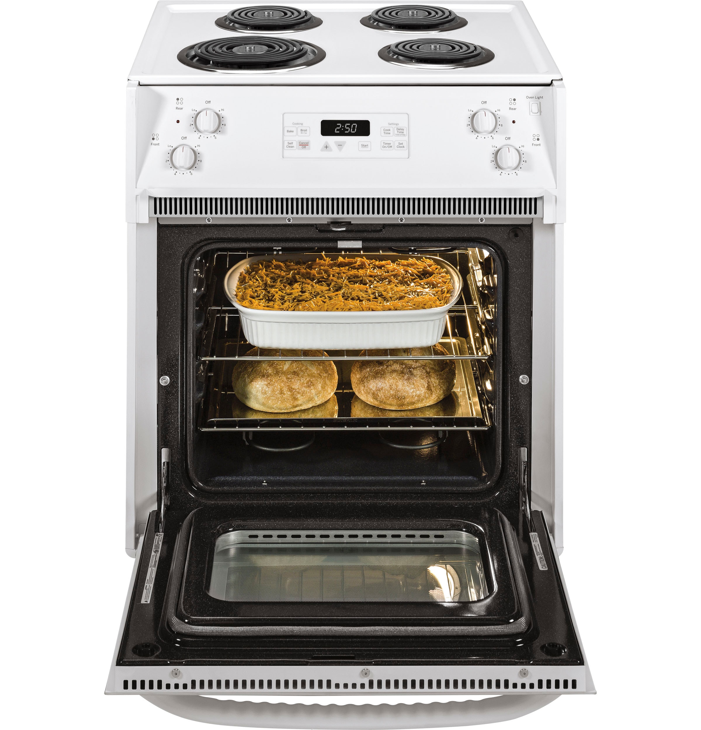 GE 27-in 4 burners 3.0-cu ft Drop-In Electric Range ( White )