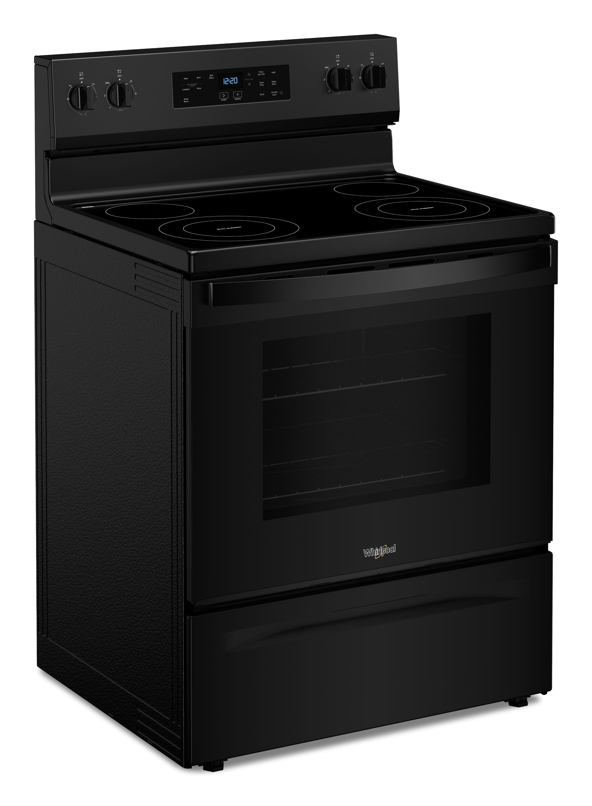 Whirlpool 30-in Glass Top 4 burners 5.3-cu ft Freestanding Electric Range ( Black )