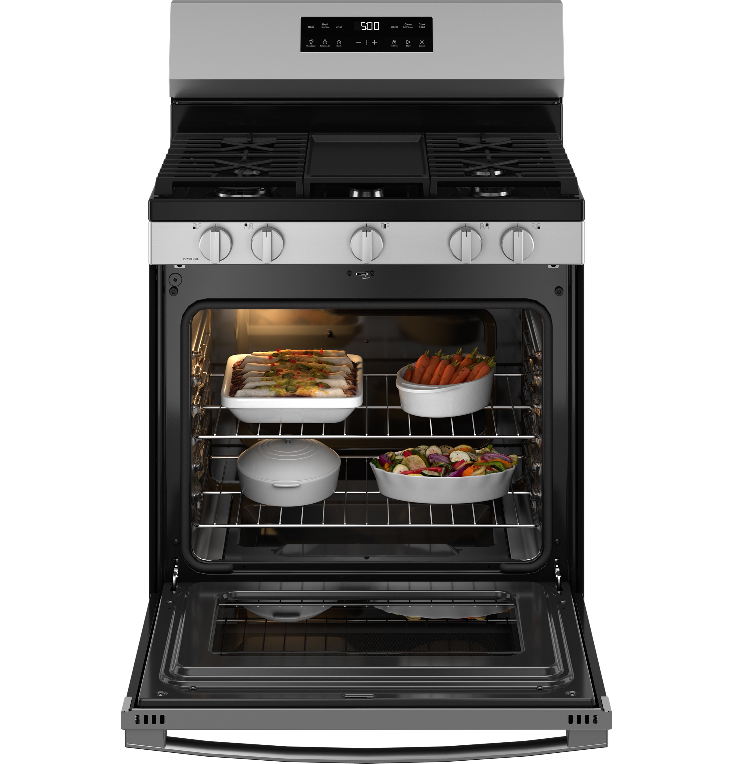 GE 30-in 5 burners 5.3-cu ft Freestanding Natural Gas Range ( Stainless Steel )