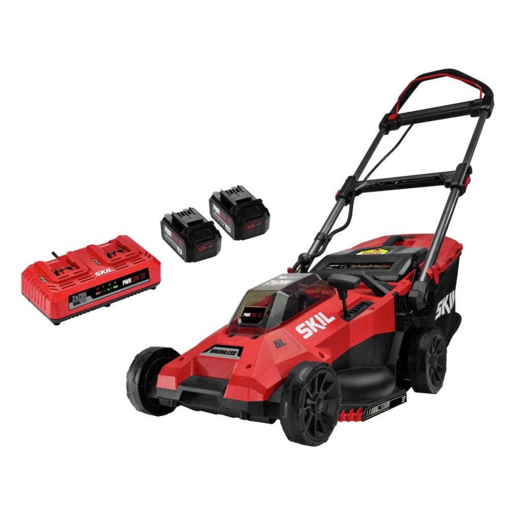 SKIL PWR CORE 20-volt, 18-in Push Battery Walk Mower with (2) 4 Ah Batteries Included