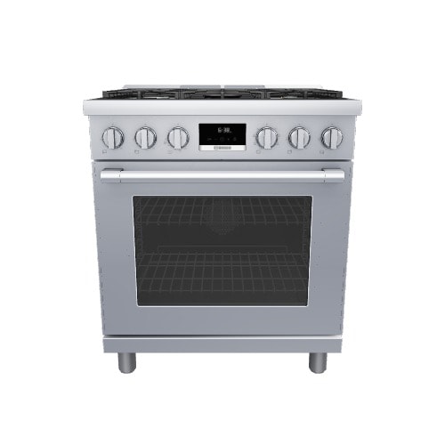 Bosch 800 Series Industrial Style 30-in Standard 5 burners Convection Oven Freestanding Dual Fuel Range ( Stainless steel )
