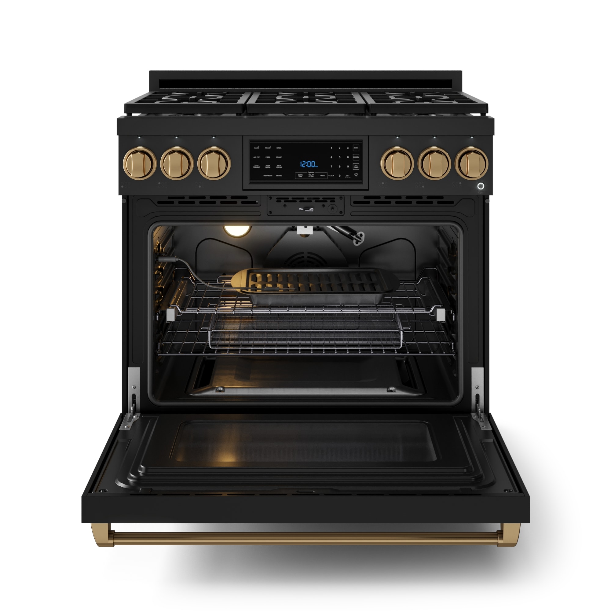 Thor Kitchen Gordon Ramsay Series 36-in 6 burners 6-cu ft Air Fry Convection Oven Freestanding Liquid Propane Gas Range ( Matte Black with Bronze Accents )
