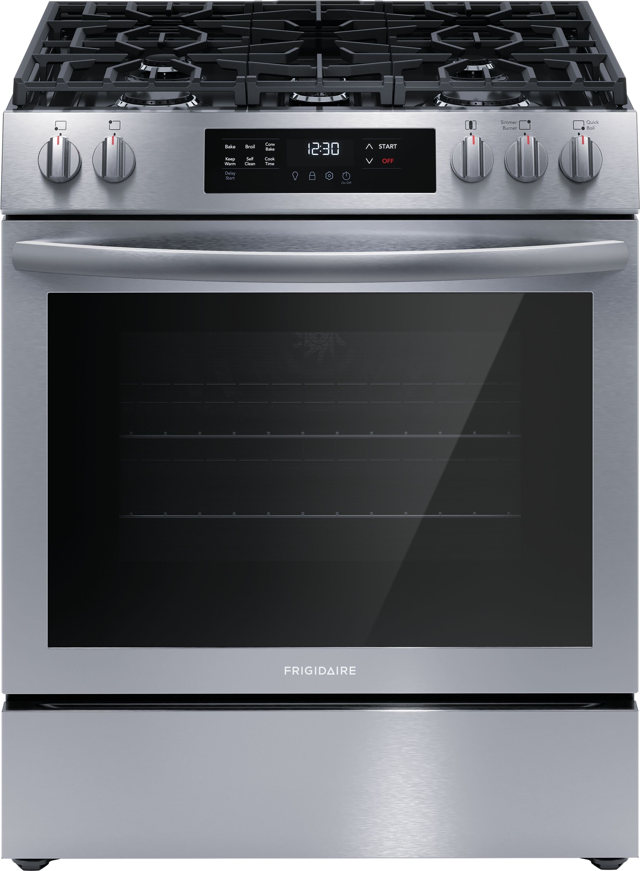 Frigidaire 30-in 5 burners 5.1-cu ft Convection Oven Slide-In Natural Gas Range ( Stainless steel )