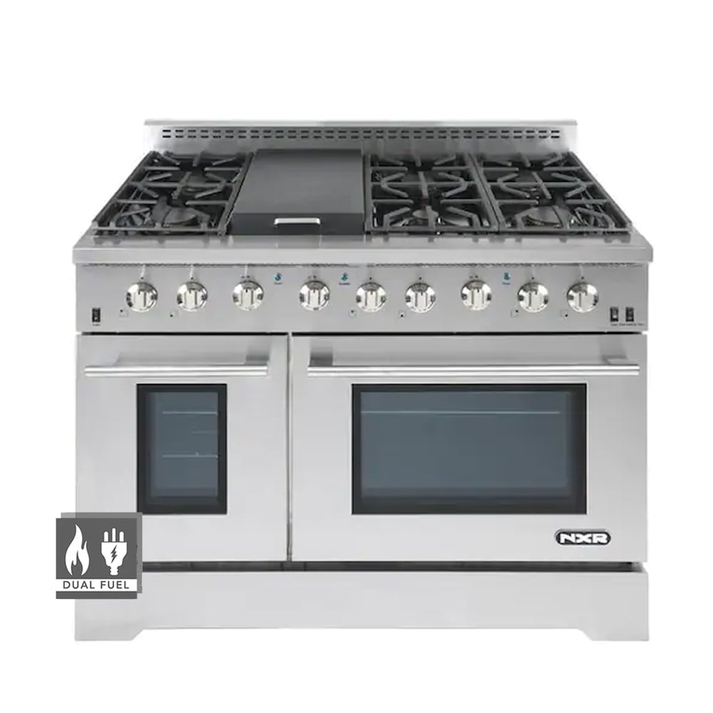 NXR Ls 48-in Standard 4.5-cu ft / 2.7-cu ft Convection Oven Freestanding Double Oven Dual Fuel Range ( Stainless steel )