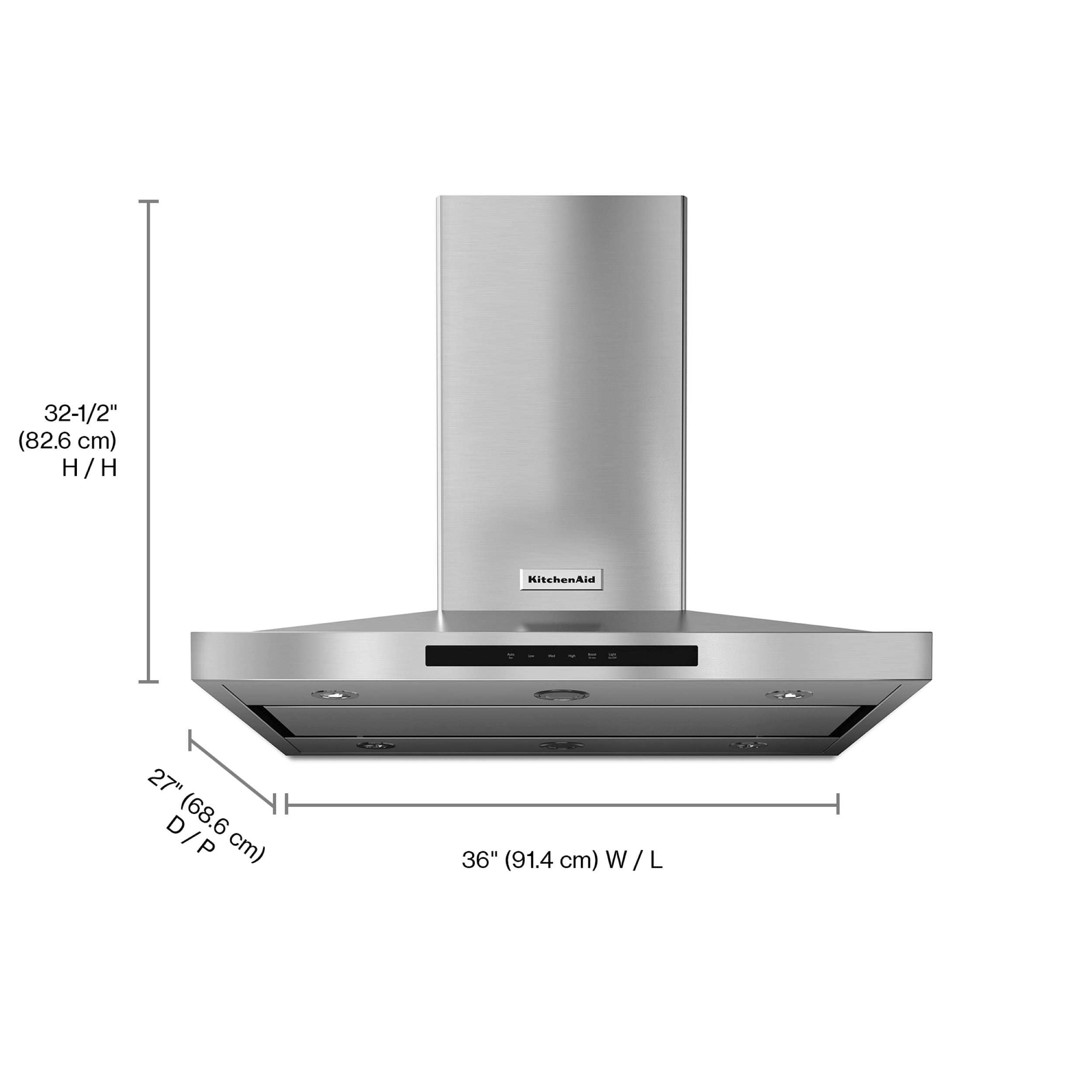 Whirlpool Convertible Stainless Steel Wall Mounted Range Hood Common 36 Inch Actual 30 in