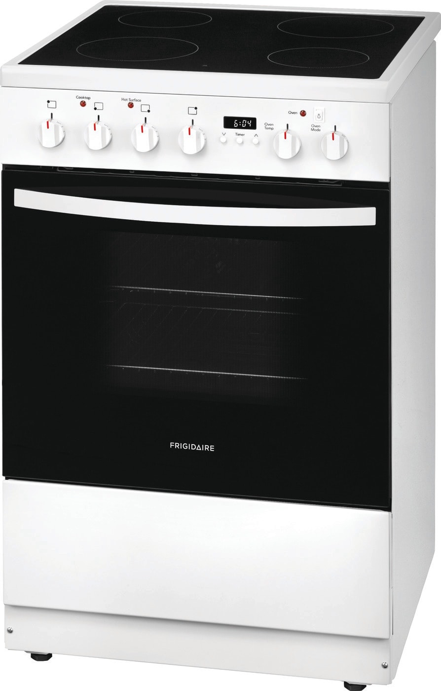 Frigidaire 24-in Glass Top 4 burners 1.9-cu ft Convection Oven Slide-In Electric Range White )