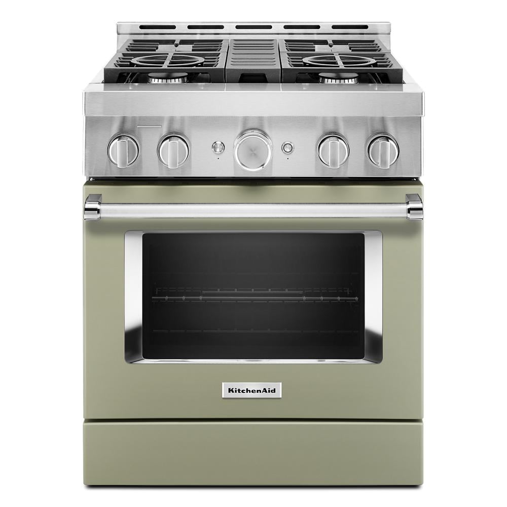 KitchenAid 30-in 4 burners 4.1-cu ft Convection Oven Freestanding Natural Gas Range ( Avocado Cream )