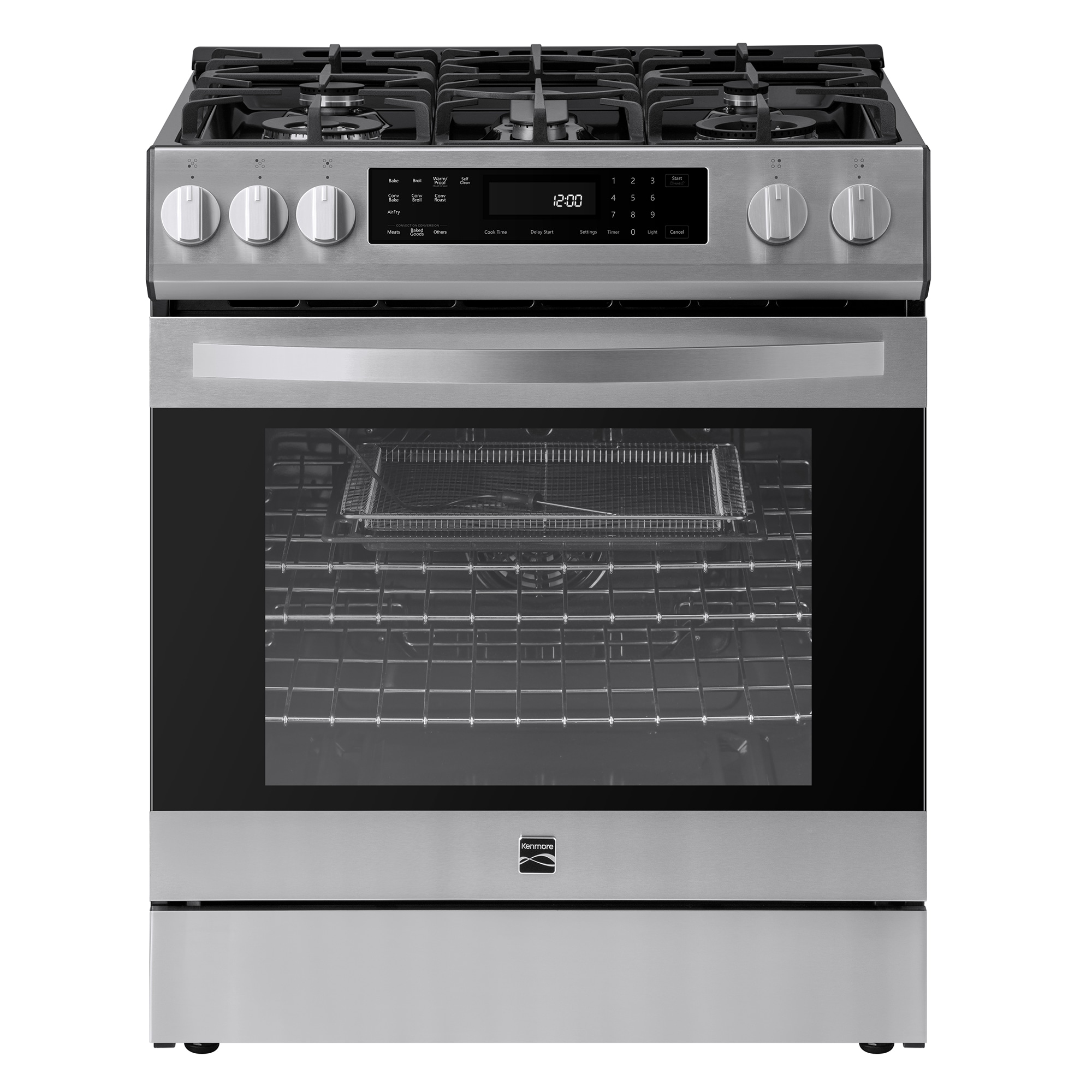 Kenmore 30-in 5 burners 5.6-cu ft Air Fry Convection Oven Freestanding Natural Gas Range ( Stainless Steel )