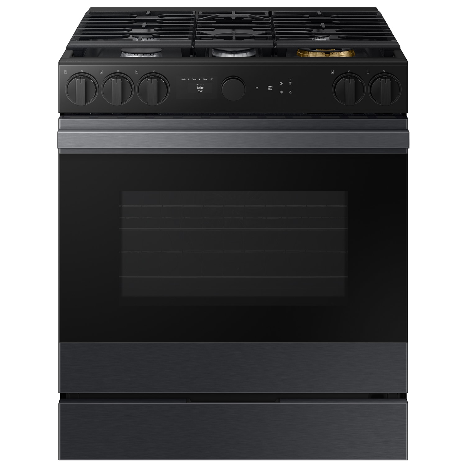 Samsung Bespoke 30-in 5 burners 6-cu ft Air Fry Convection Oven Slide-In Natural Gas Range ( Matte Black Steel )