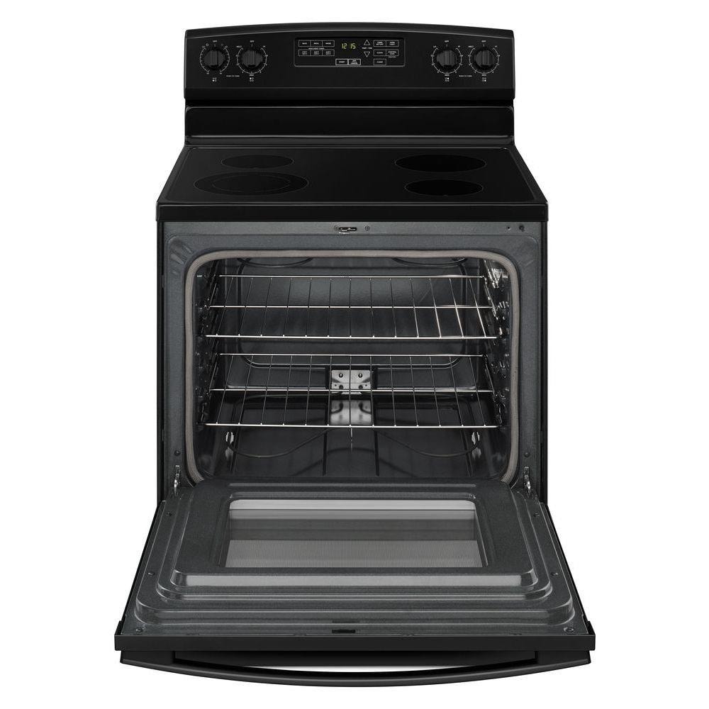 Amana 30-in Glass Top 4 burners 4.8-cu ft Freestanding Electric Range Black )