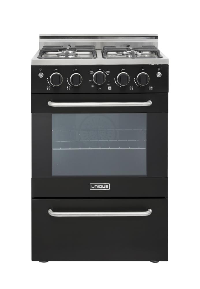 UNIQUE Prestige 24-in 4 burners 2.3-cu ft Convection Oven Freestanding Natural Gas Range ( Black )