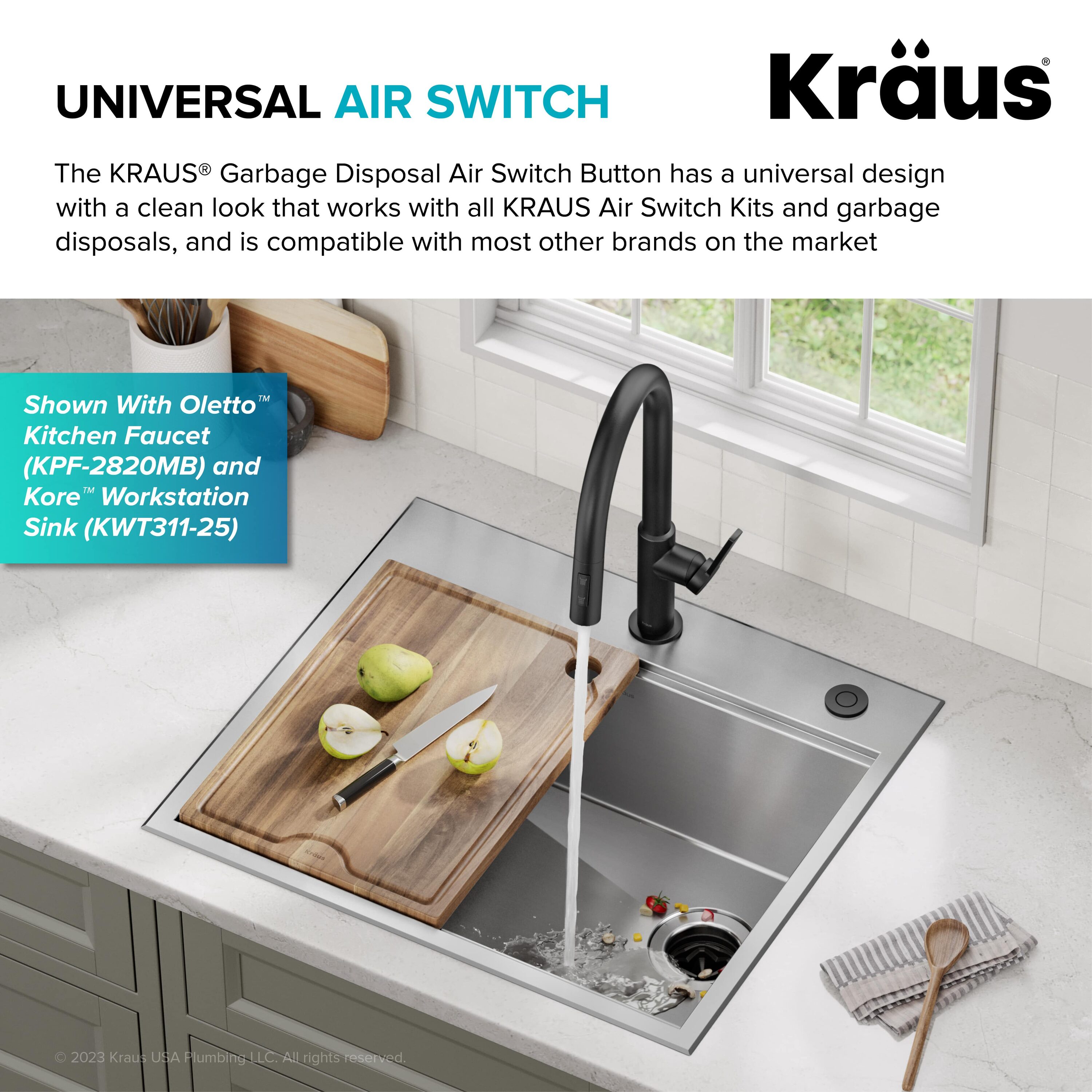 Kraus 1.88-in Matte Black Brass Garbage Disposal switch