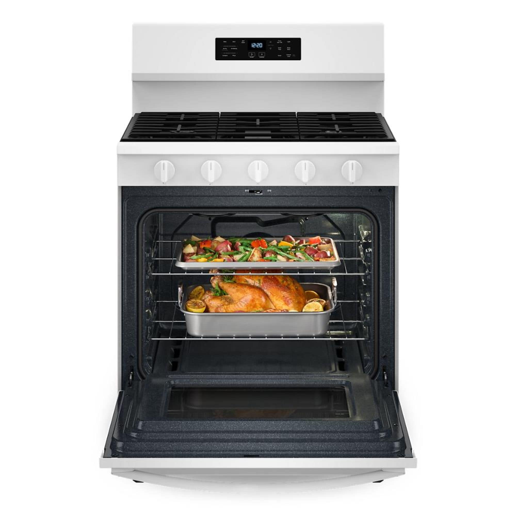 Whirlpool Air Cooking Technology 30-in 5 burners 5-cu ft Air Fry Convection Oven Freestanding Natural Gas Range ( White )